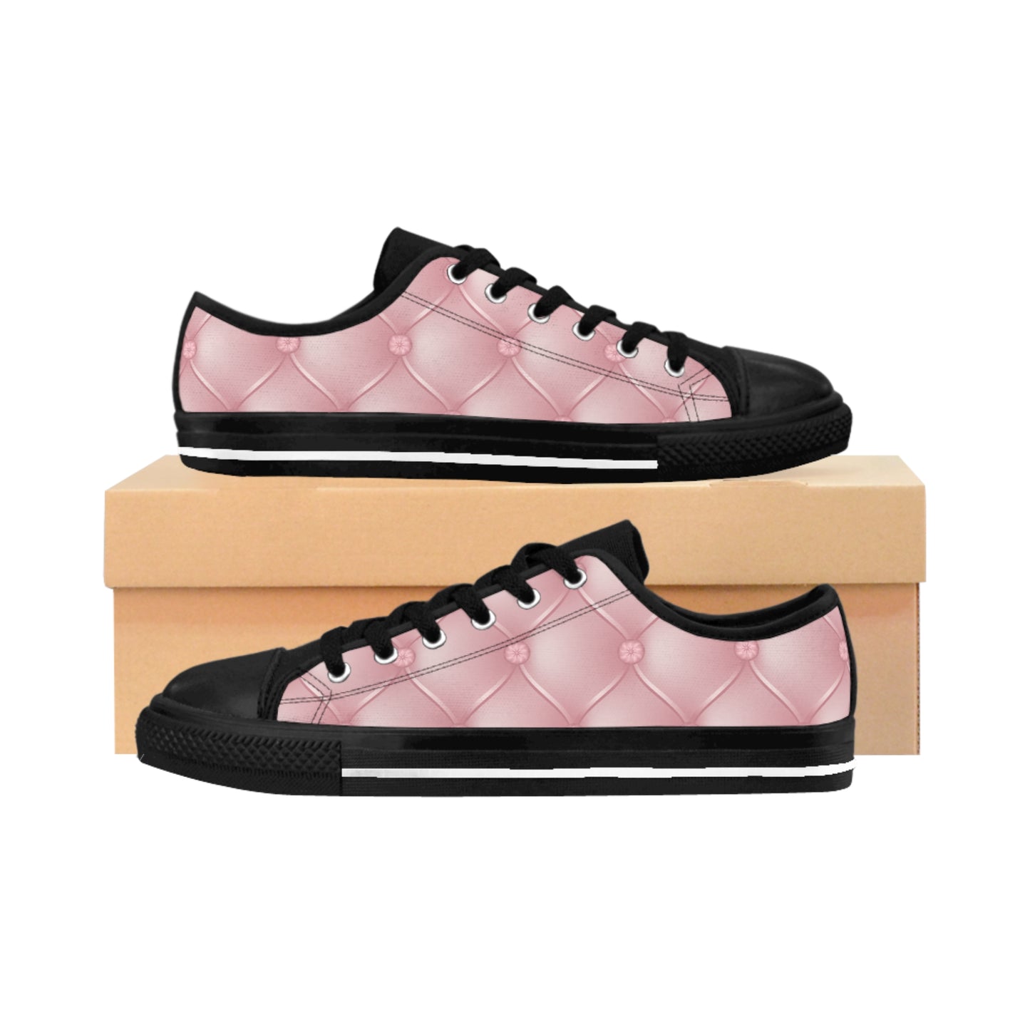 Damen Sneaker Rosa Steppmuster | Canvas Low Top Streetwear Schuhe