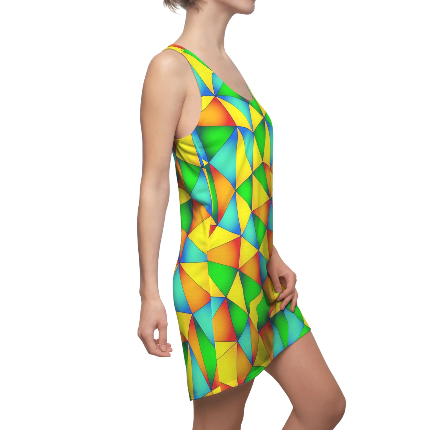 Geometrie Racerback Kleid – Farbenfrohes Sommer Outfit