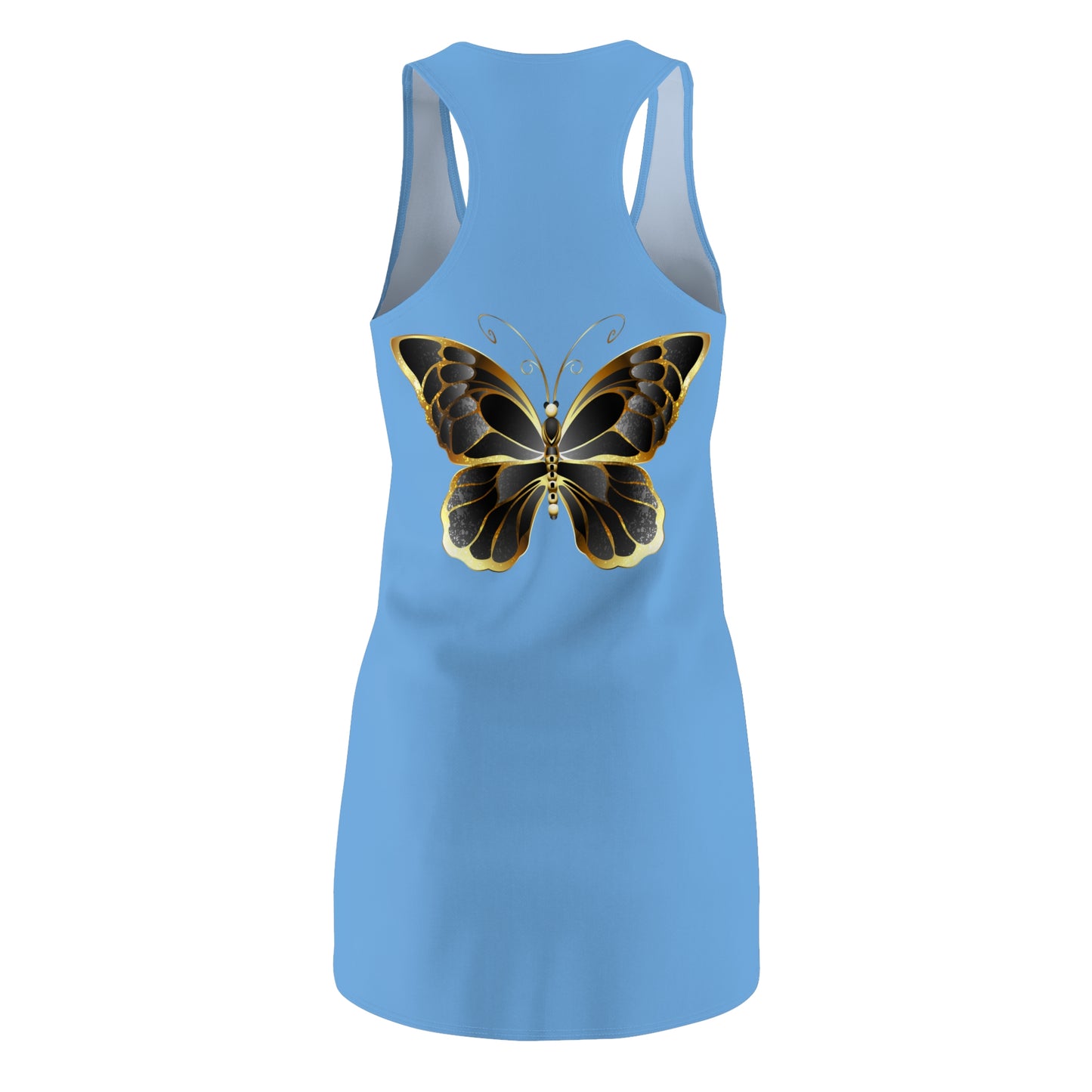 Hellblau Schmetterling Racerback Kleid Sommerkleid