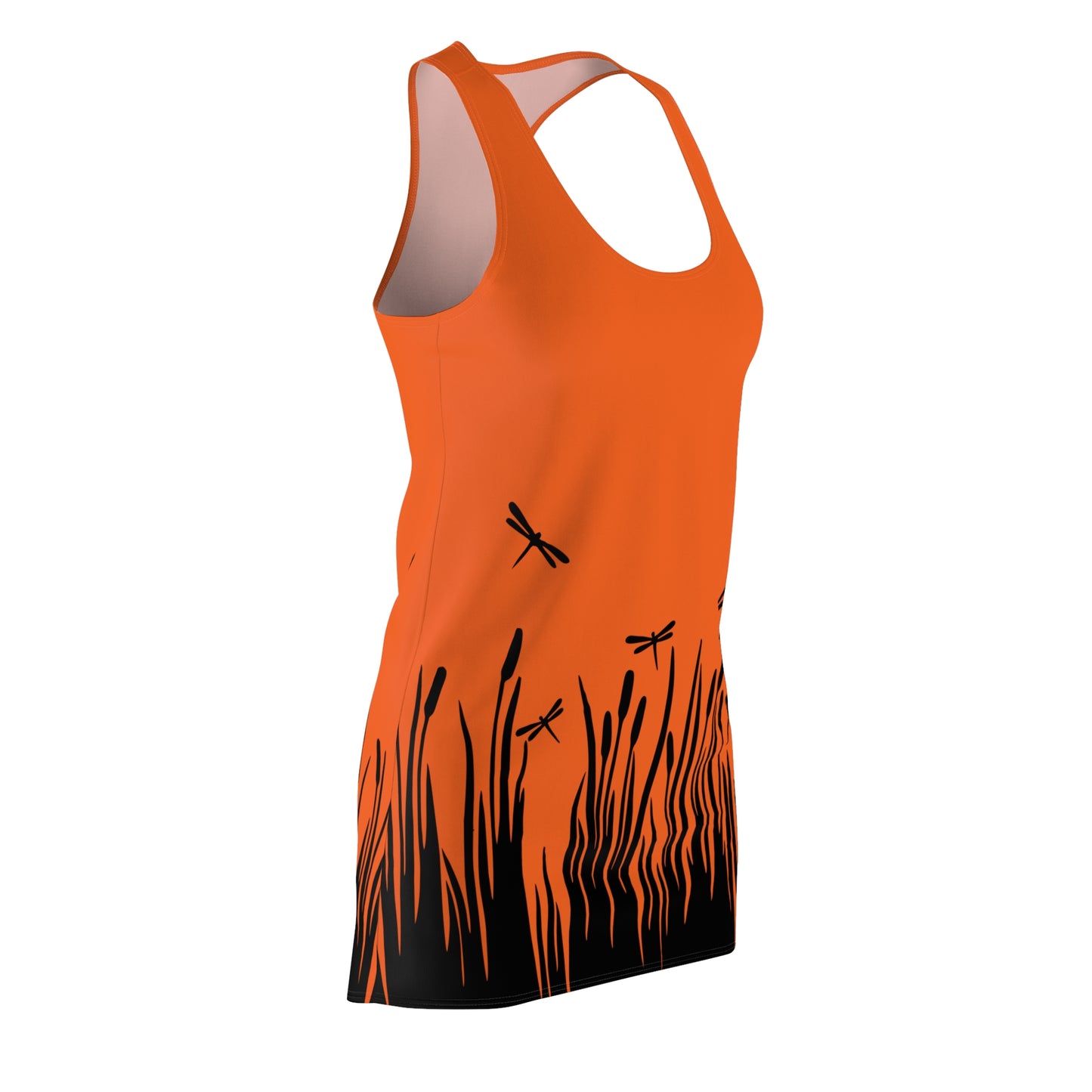 Oranges Damen Kleid Libellen Design Racerback Sommer Freizeit Party