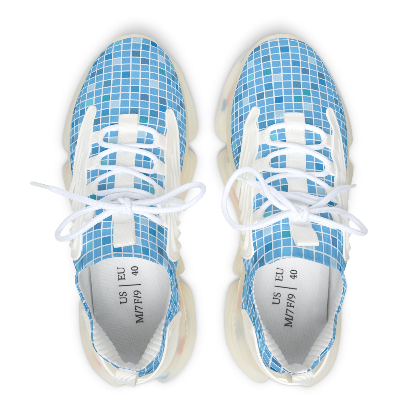 Blaue Damen Sneaker – Trendige Sportschuhe mit modernem Karomuster