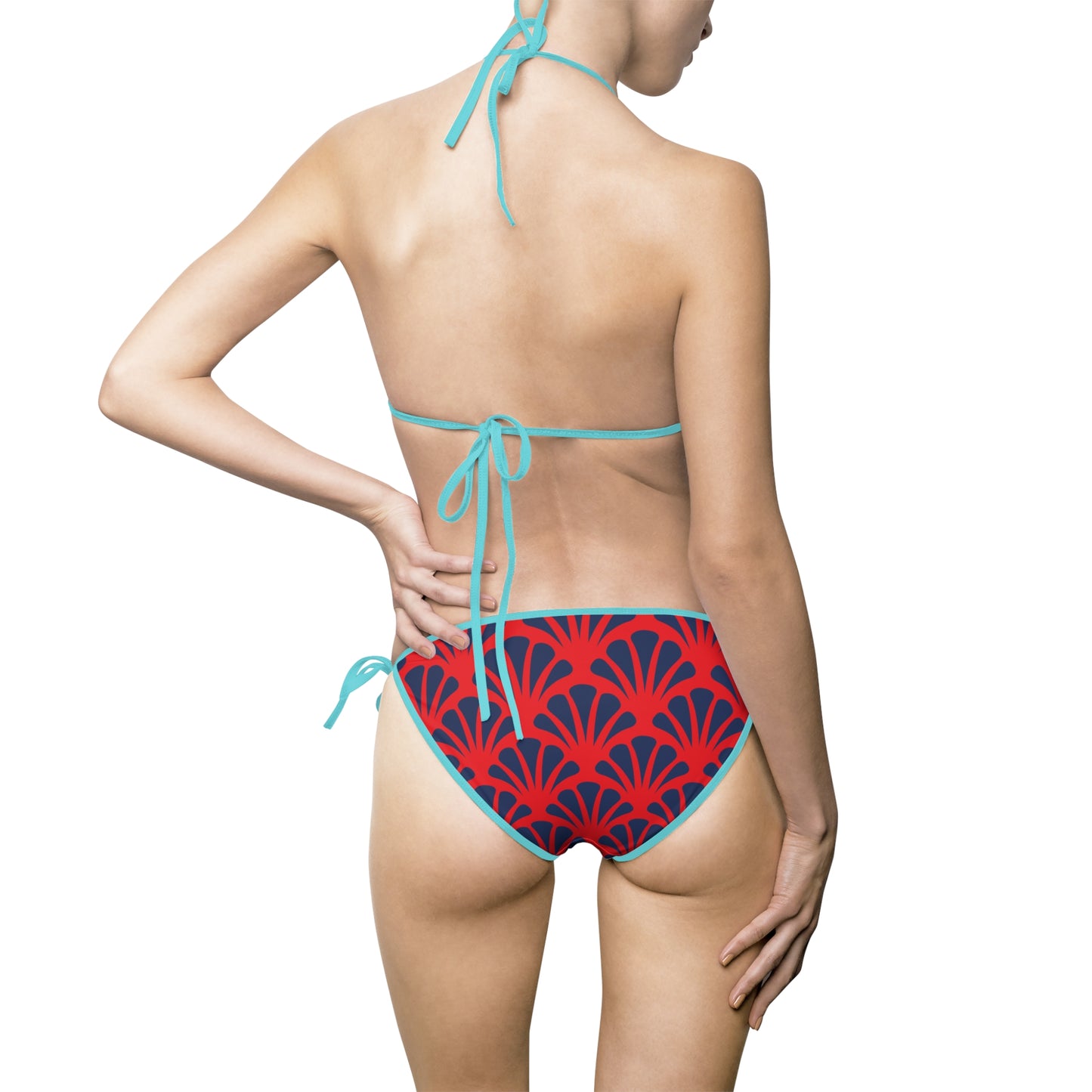 Blau Muster Bikini Set – Mit Push Up