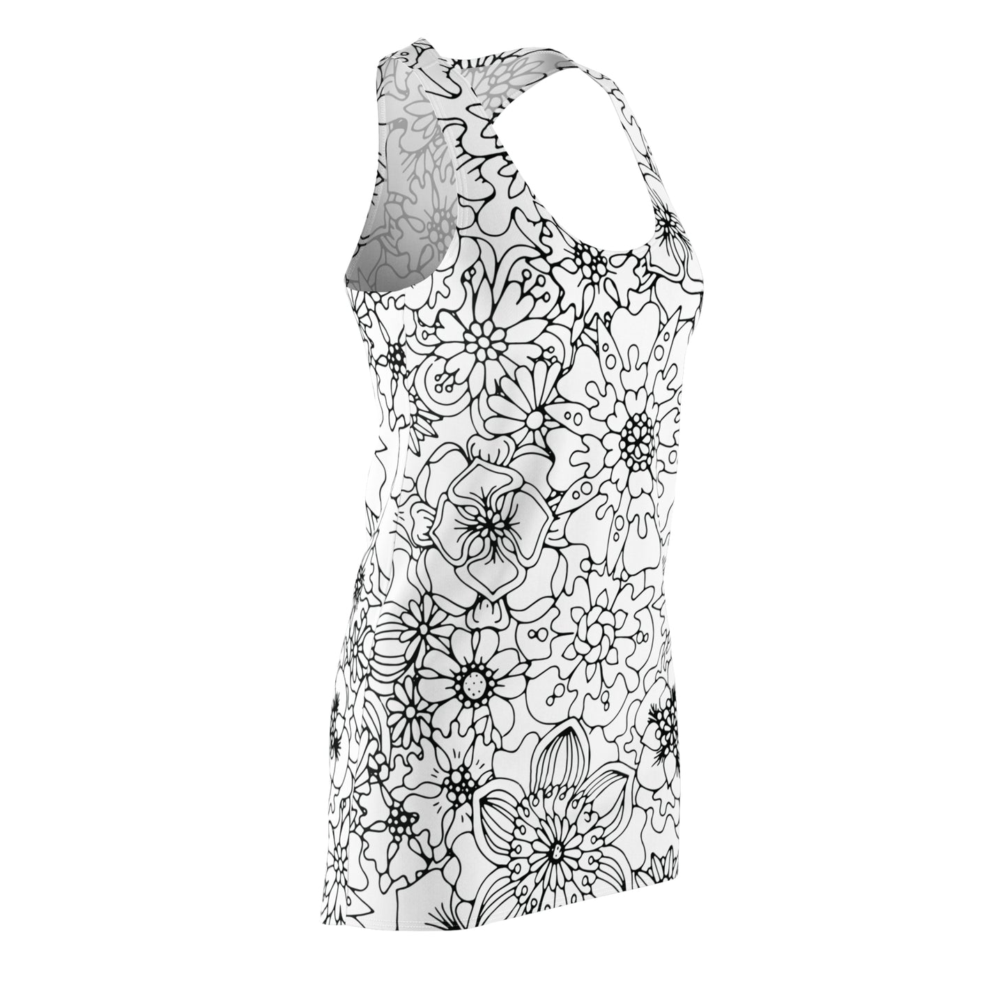 Schwarz Weiß Blumen Racerback Kleid – Sommer Damenmode