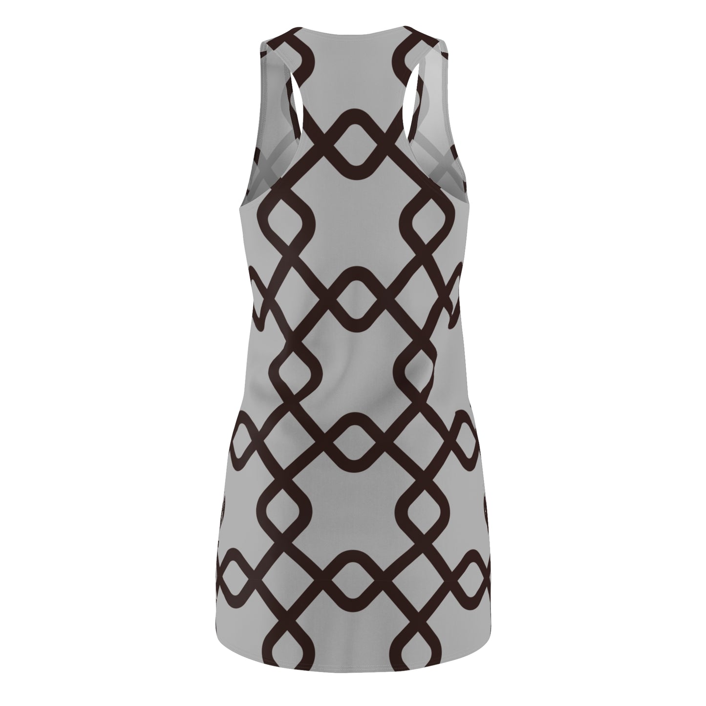 Damen Racerback Kleid Grau mit schwarzem Muster – Sommer Freizeitkleid