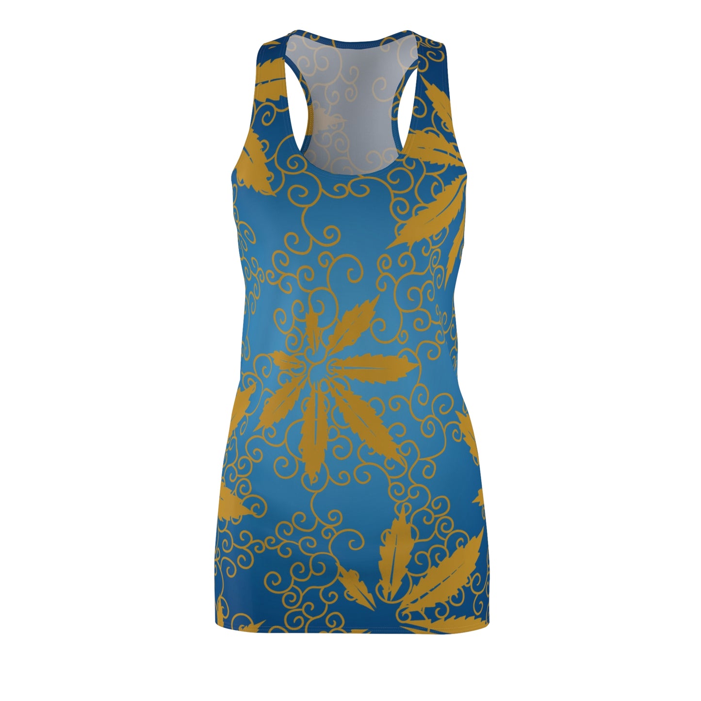 Sommerkleid Damen Racerback – Marihuana Print Party Outfit Freizeitkleid
