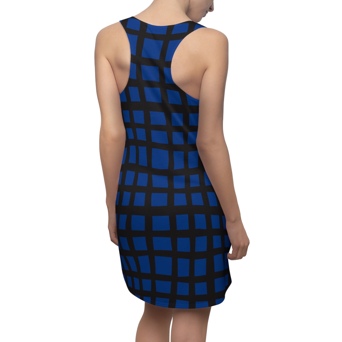 Blaues Grid Racerback Kleid – Moderner Sommerlook