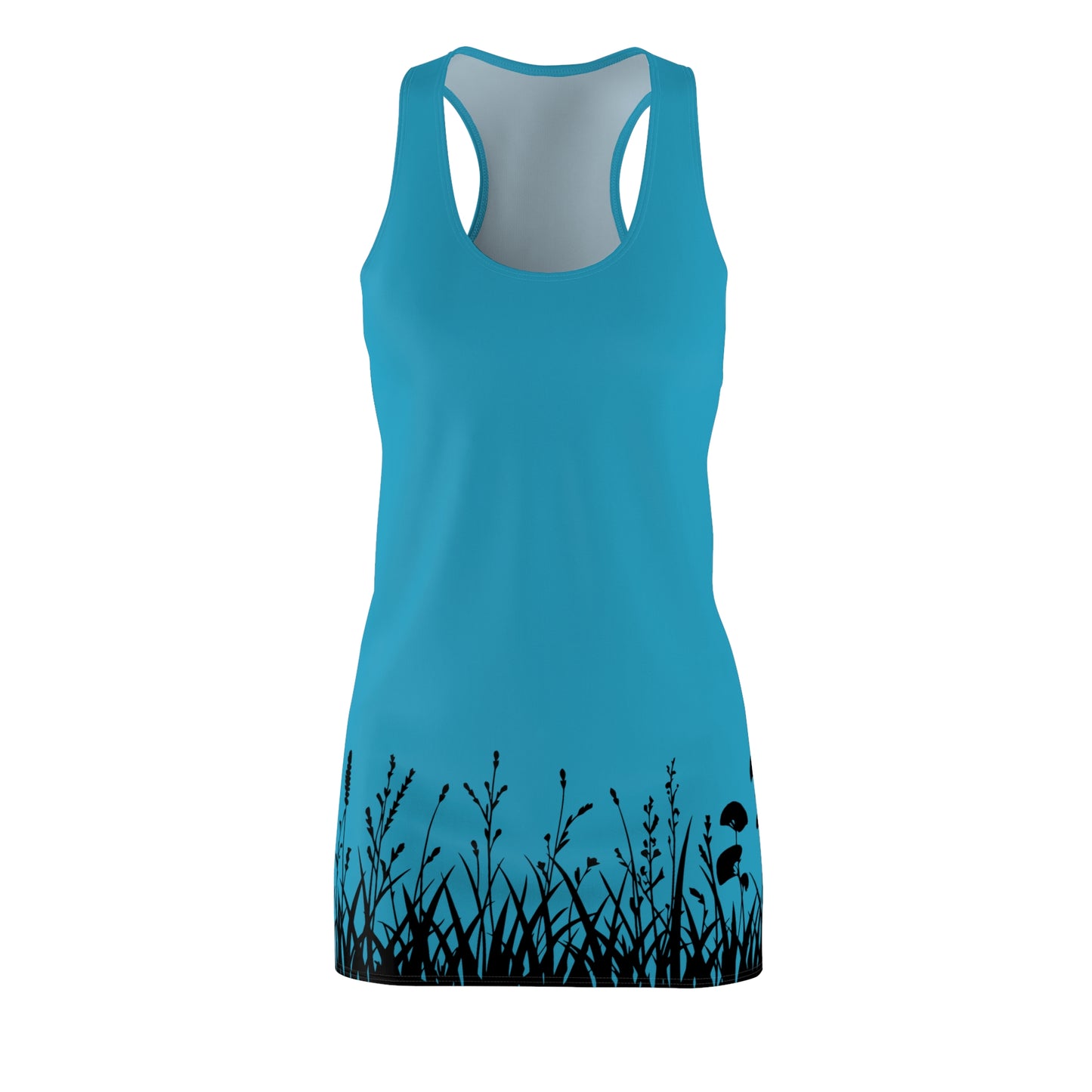 Türkis Floral Silhouette Racerback Kleid – Elegantes Sommerkleid