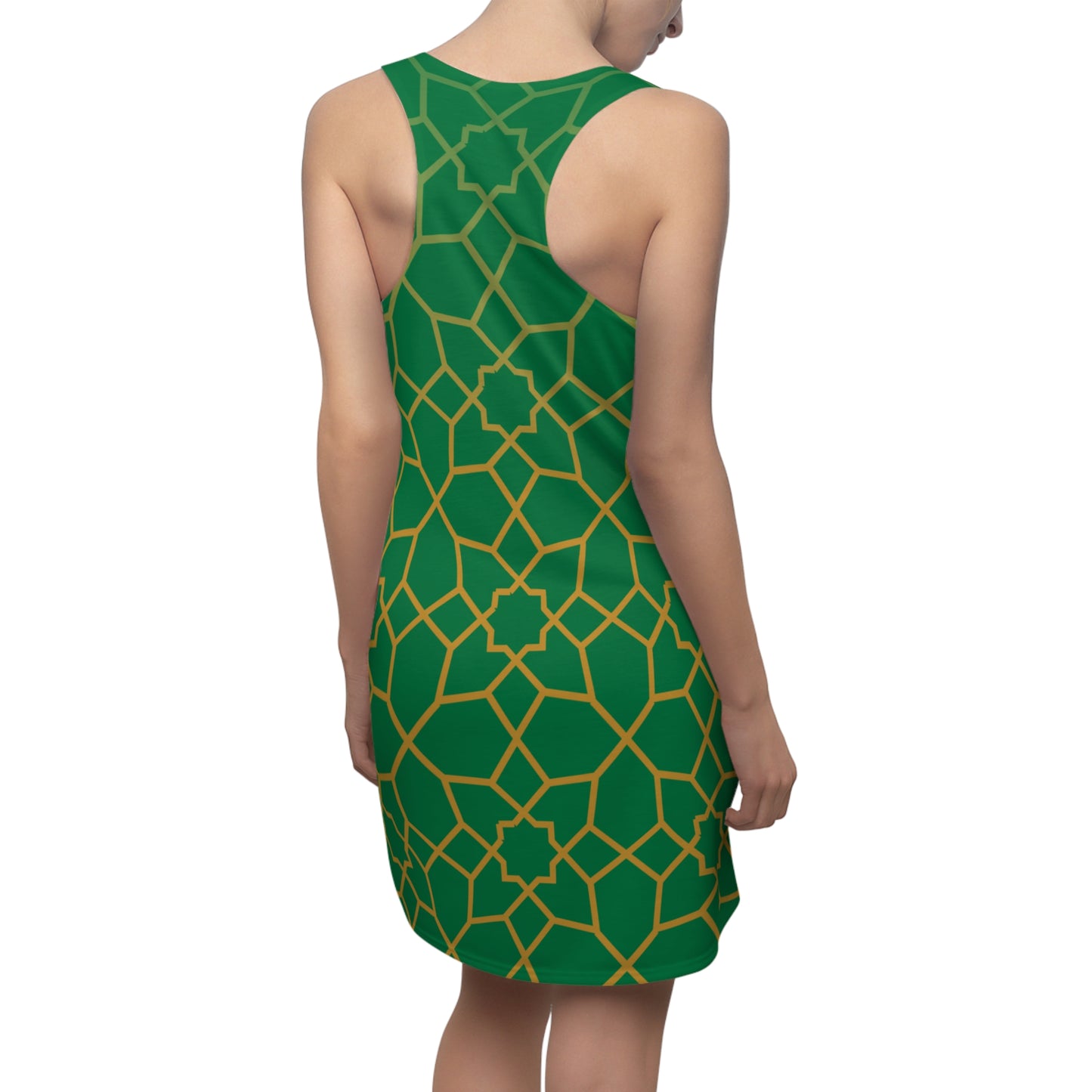 Luxury Racerback Dress mit Golden Mosaic Pattern auf grün