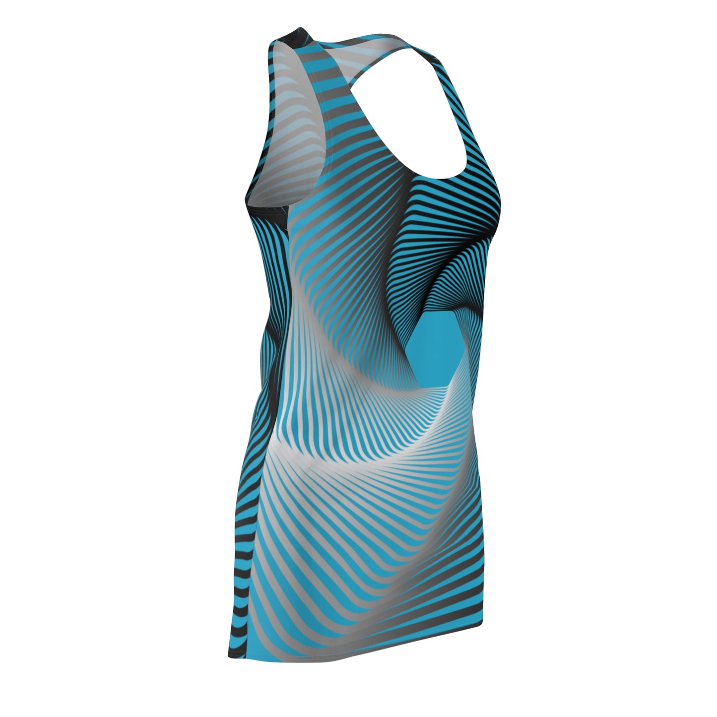 Schwarz Weiß Spirale Racerback Kleid – Stilvolles Sommerkleid Grün