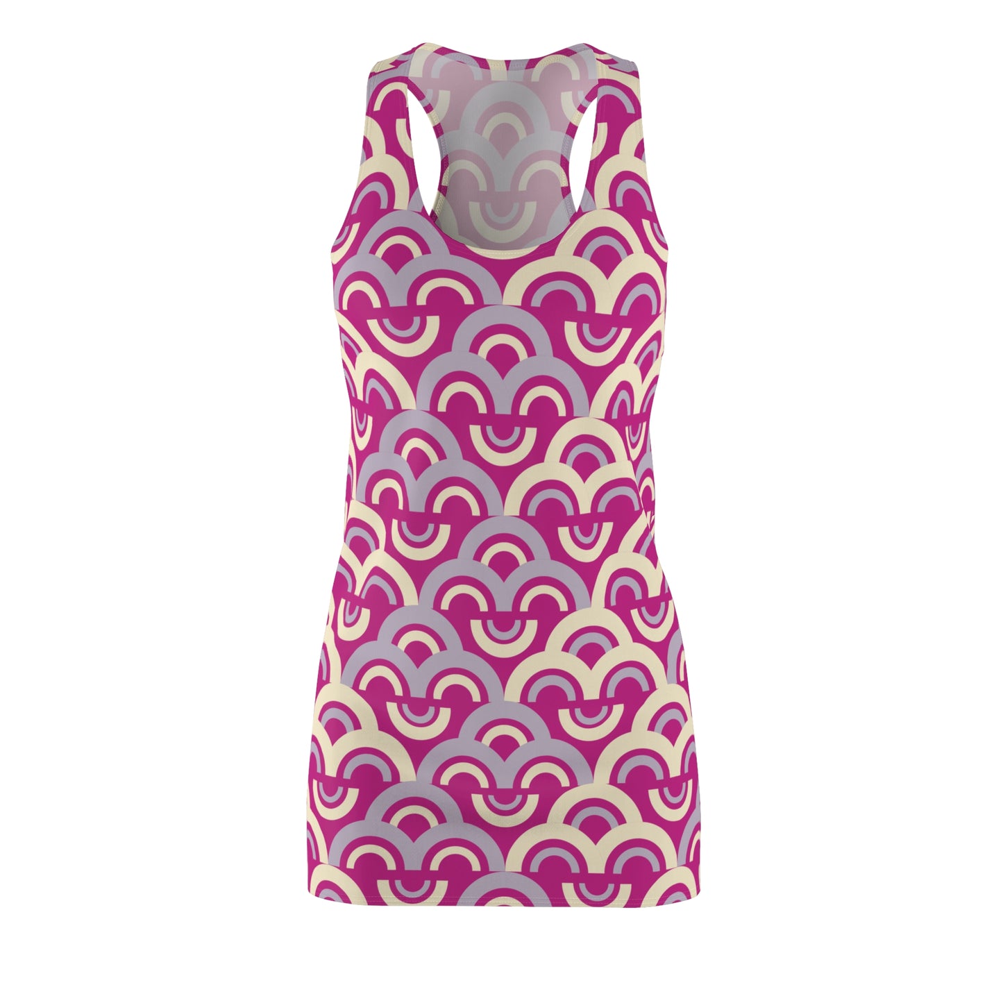 Damen Racerback Kleid Pink Pastell Bogenmuster Bequemes Freizeitkleid