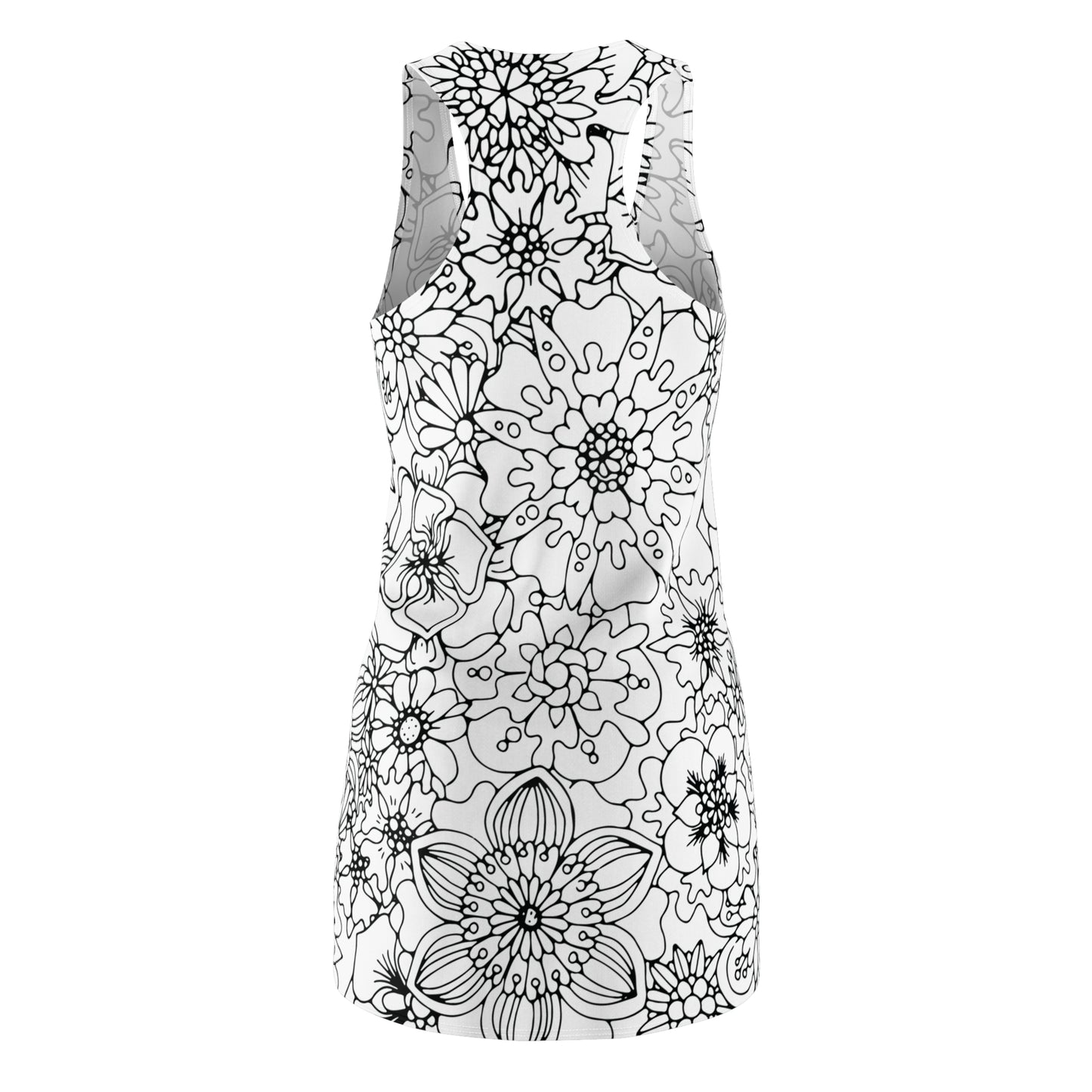 Schwarz Weiß Blumen Racerback Kleid – Sommer Damenmode
