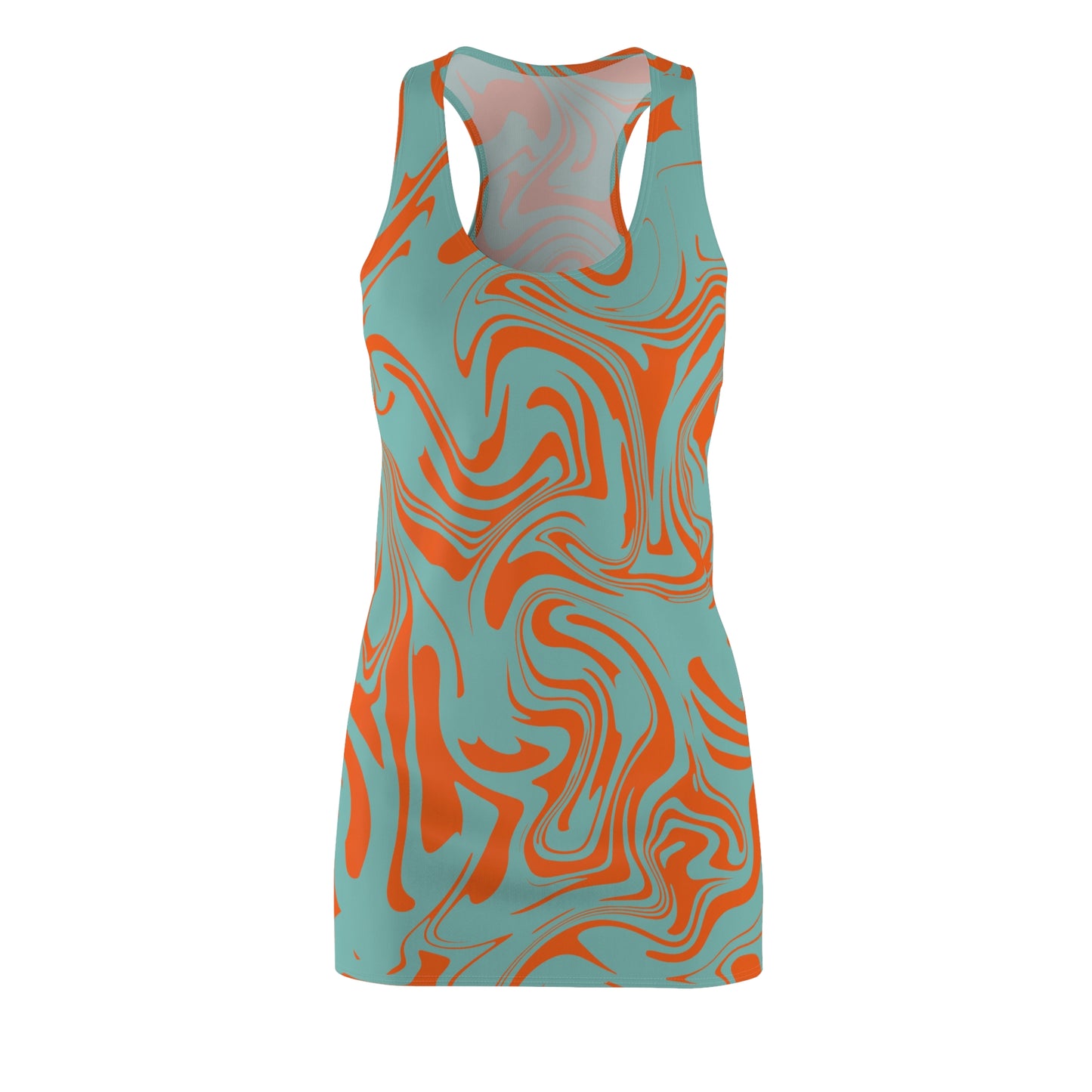 Aqua Orange Marmor Racerback Kleid – Trendige Sommer Damenmode