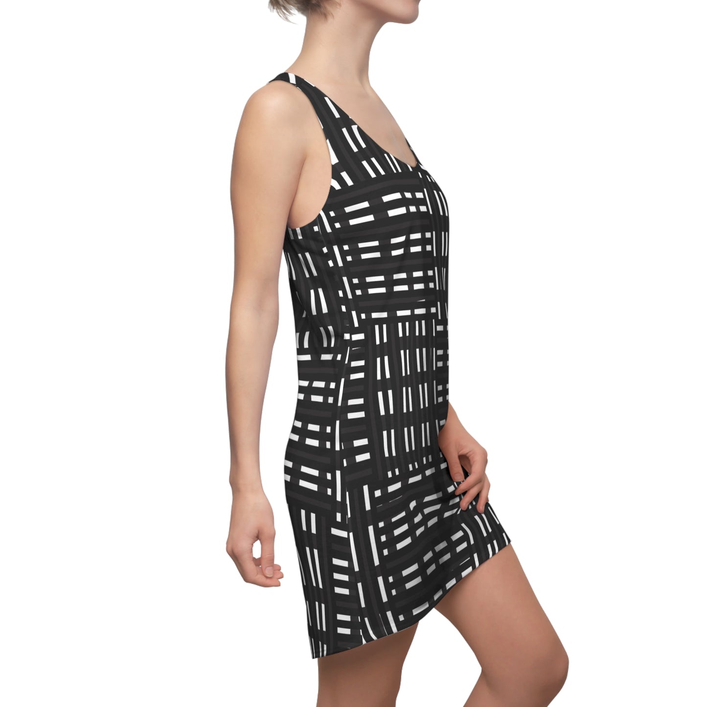 Schwarz Weiß Racerback Kleid – Modernes Sommerkleid