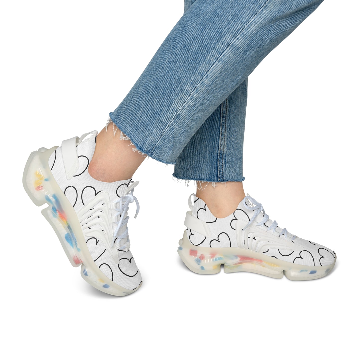 Damen Sneaker mit Herzmuster – Stylische Sportschuhe