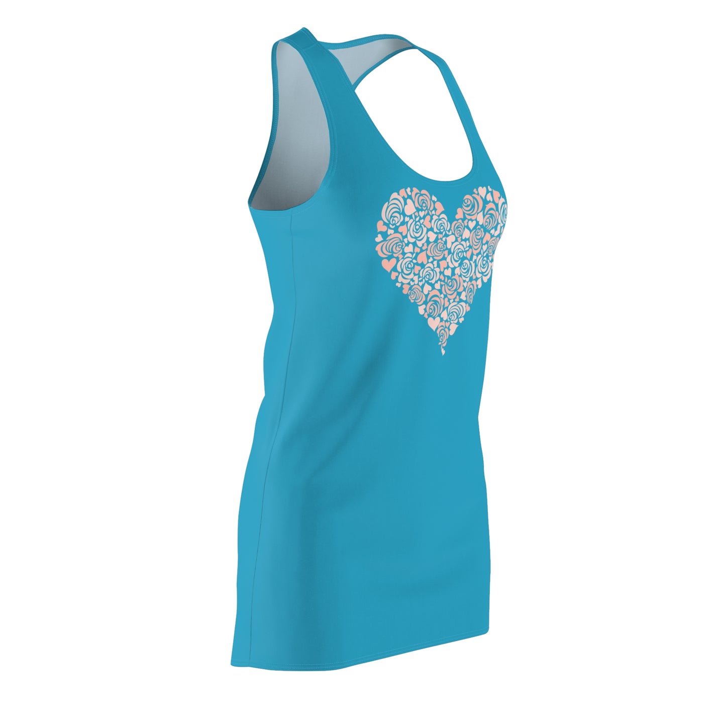 Türkis Floral Heart Kleid Racerback Romantisches Sommerkleid