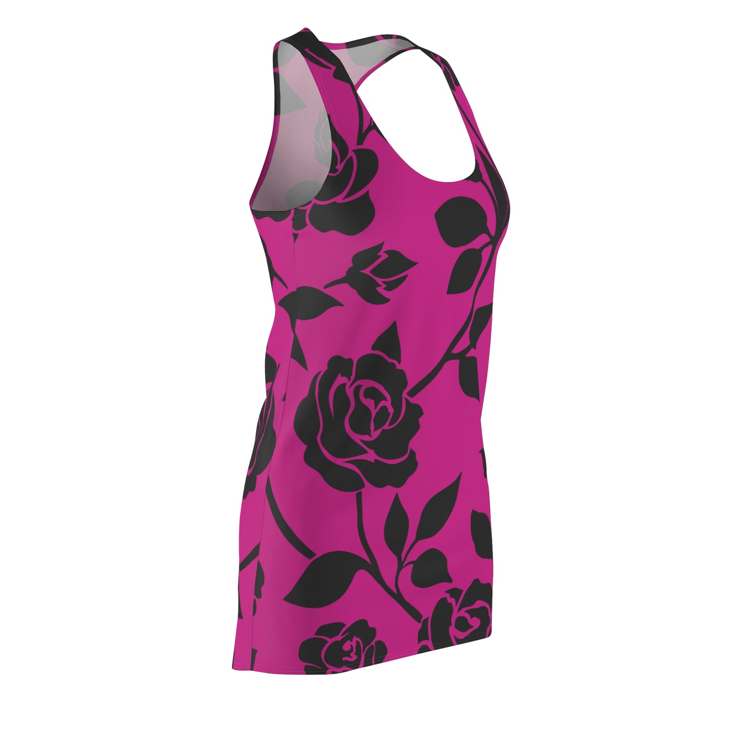 Rosen Racerback Kleid – Elegant Schwarz Pink Design