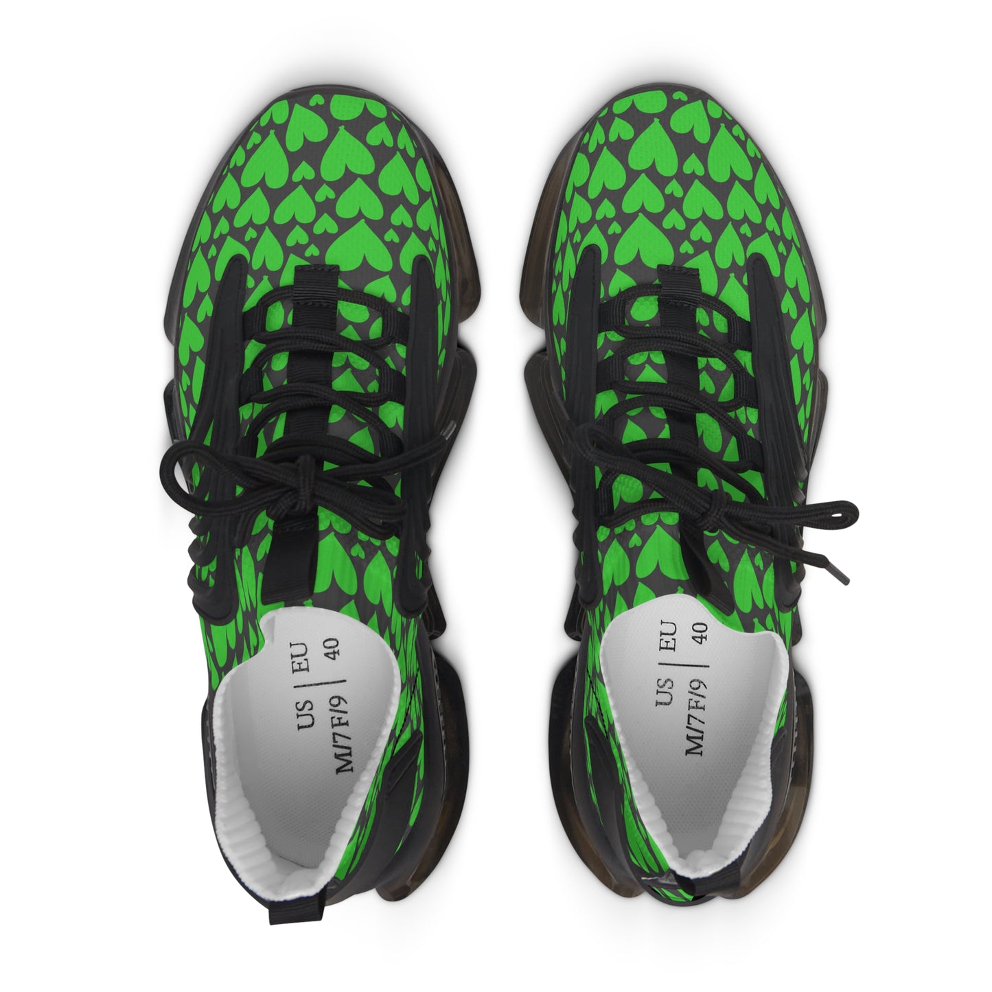 Damen Sneaker mit grünen Herzmuster – Stylische Sportschuhe
