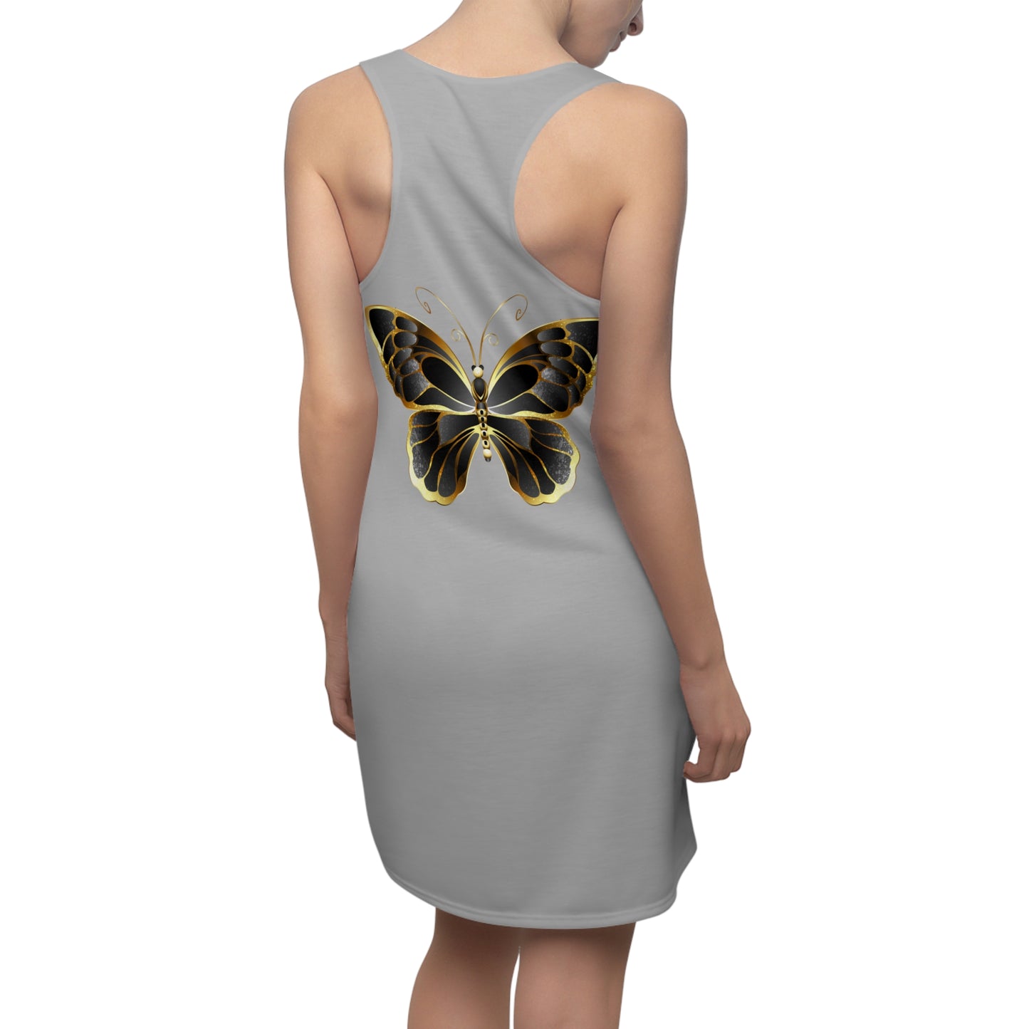Grau Schmetterling Racerback Kleid Sommerkleid