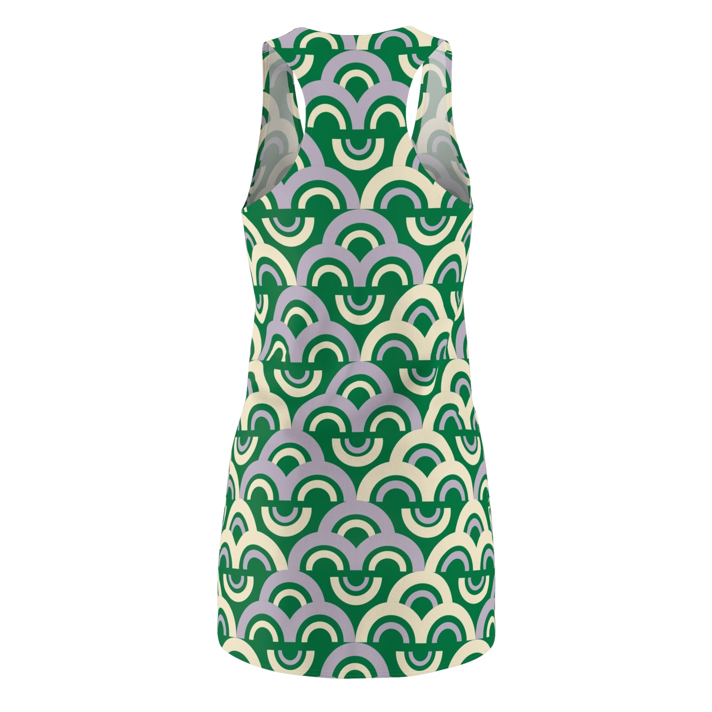 Damen Racerback Kleid grün Pastell Bogenmuster Bequemes Freizeitkleid
