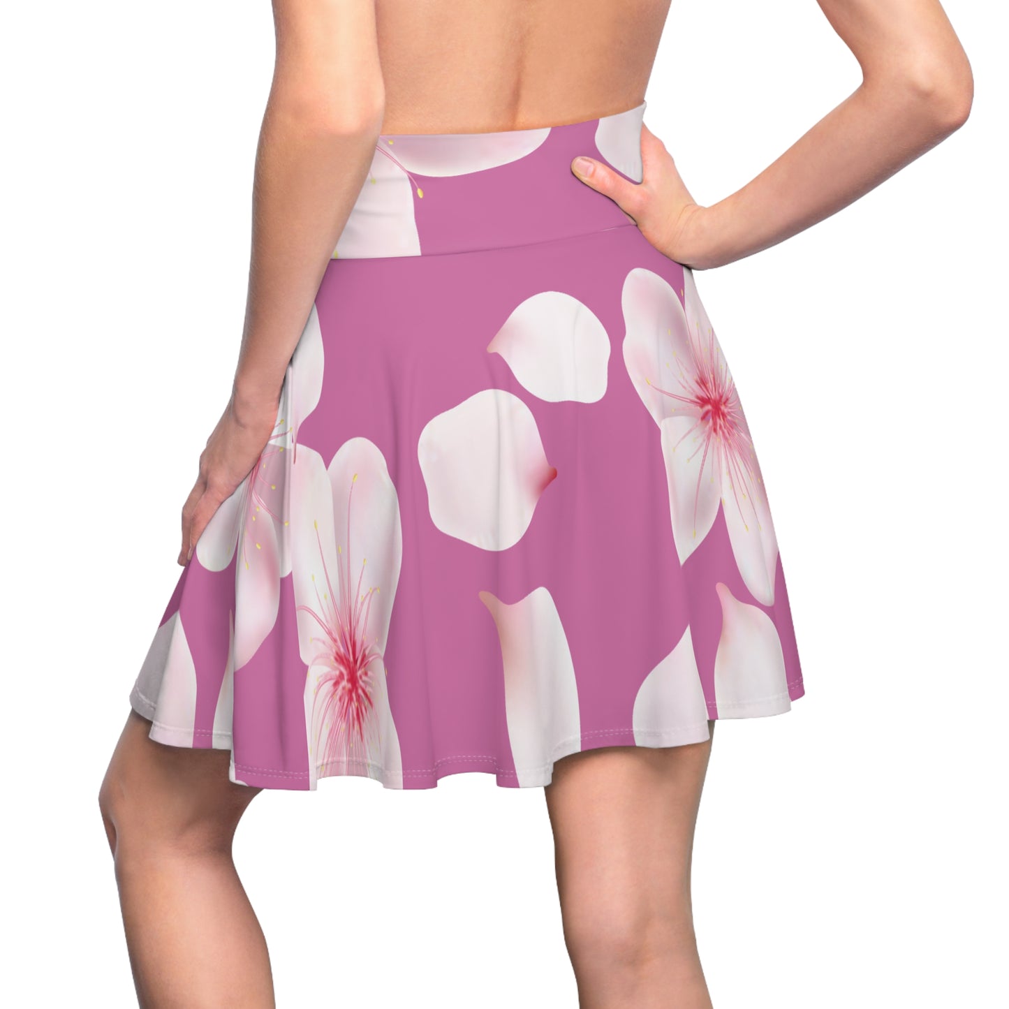 Rosaner Damen Rock Blütenmuster Skater Elegant Sommer Casual