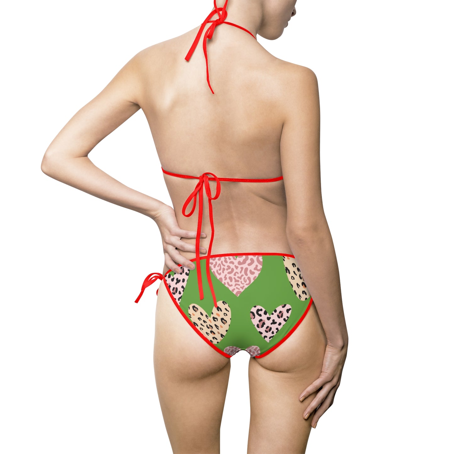 Leopard Heart Bikini Set – Sexy Tierprint Badeanzug grün