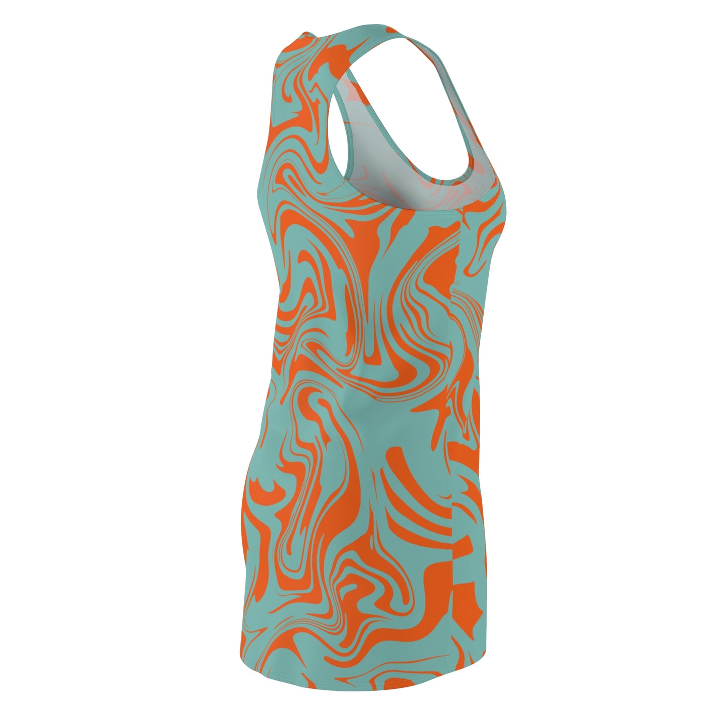 Aqua Orange Marmor Racerback Kleid – Trendige Sommer Damenmode
