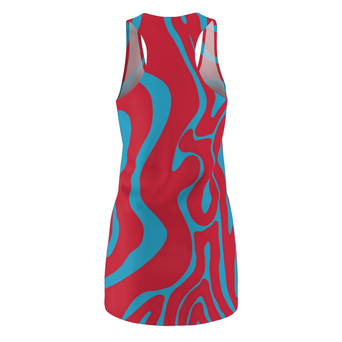 Rot Türkis Swirl Racerback Kleid – Abstraktes Sommerkleid