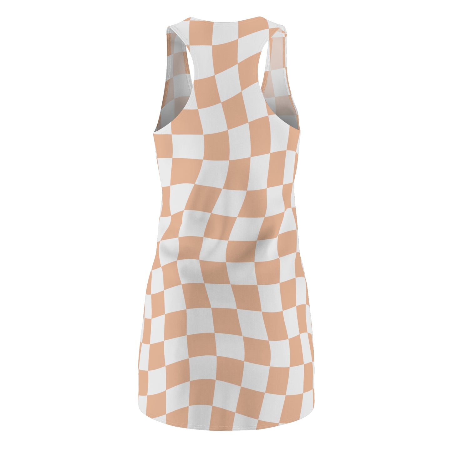 Pfirsich Karo Racerback Kleid – Lässiges Sommerkleid