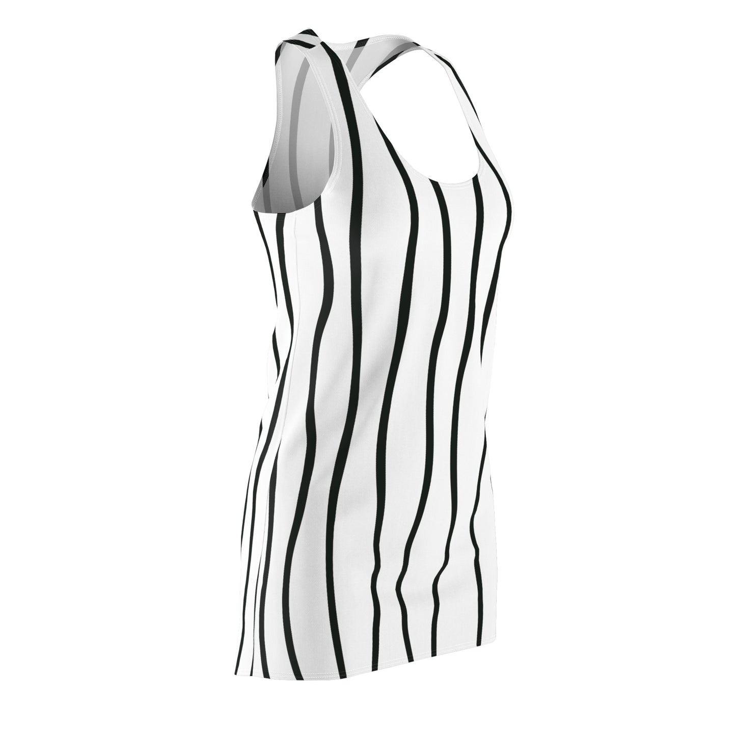 Weiß Schwarz Wellen Racerback Kleid – Modernes Sommerkleid