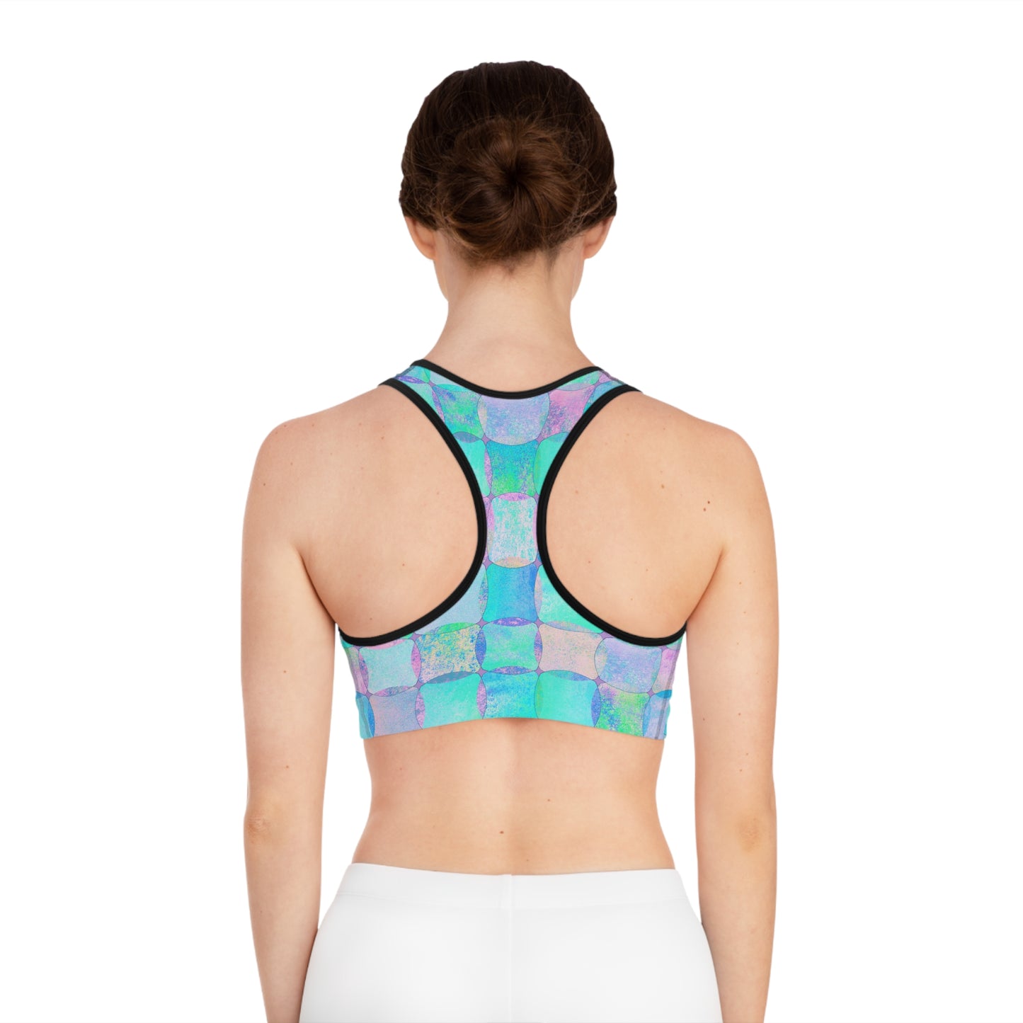 Damen Sport BH Buntes Muster Atmungsaktiv Yoga Fitness Workout Top