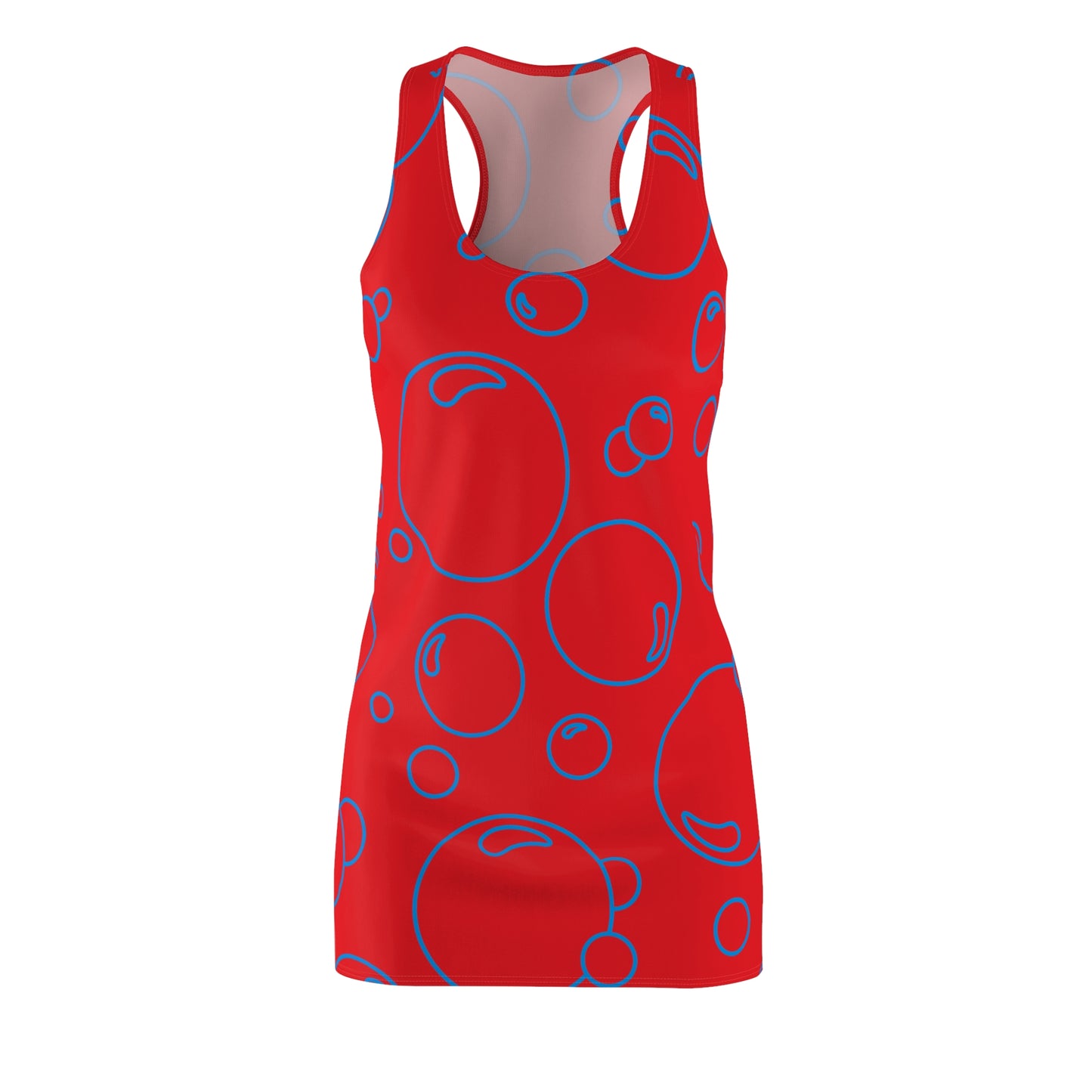 Bubble Print Racerback Kleid – Rot Blau Sommerkleid