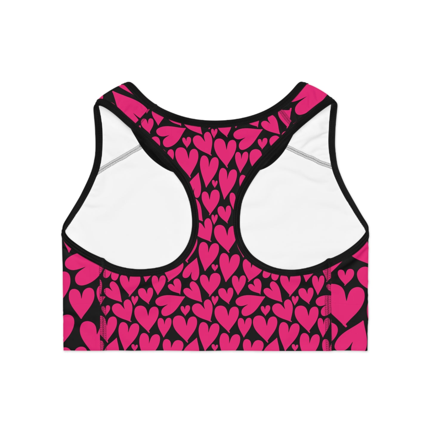 Damen Sport BH Herz Print Pink Schwarz Atmungsaktiv Yoga Fitness Top