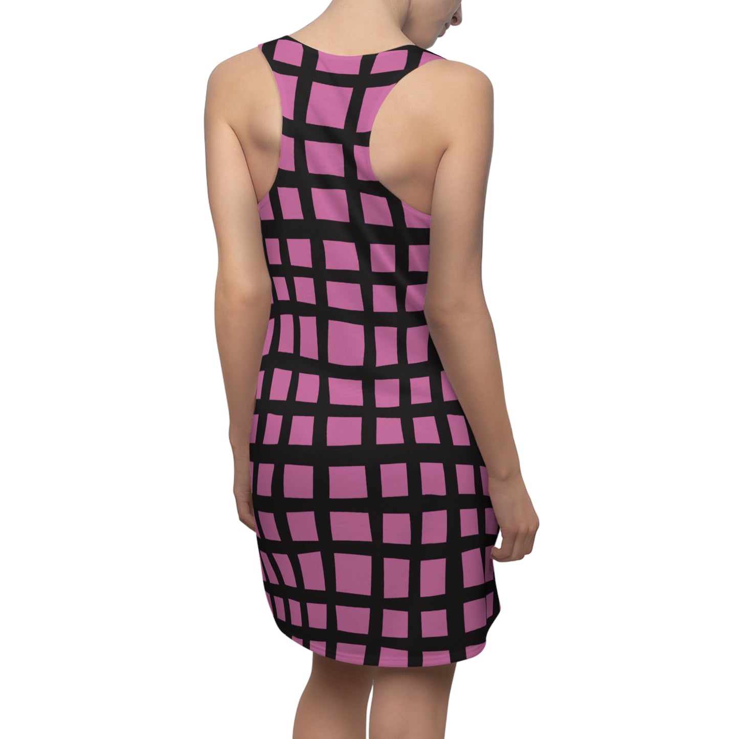 Rosa Grid Racerback Kleid – Moderner Sommerlook