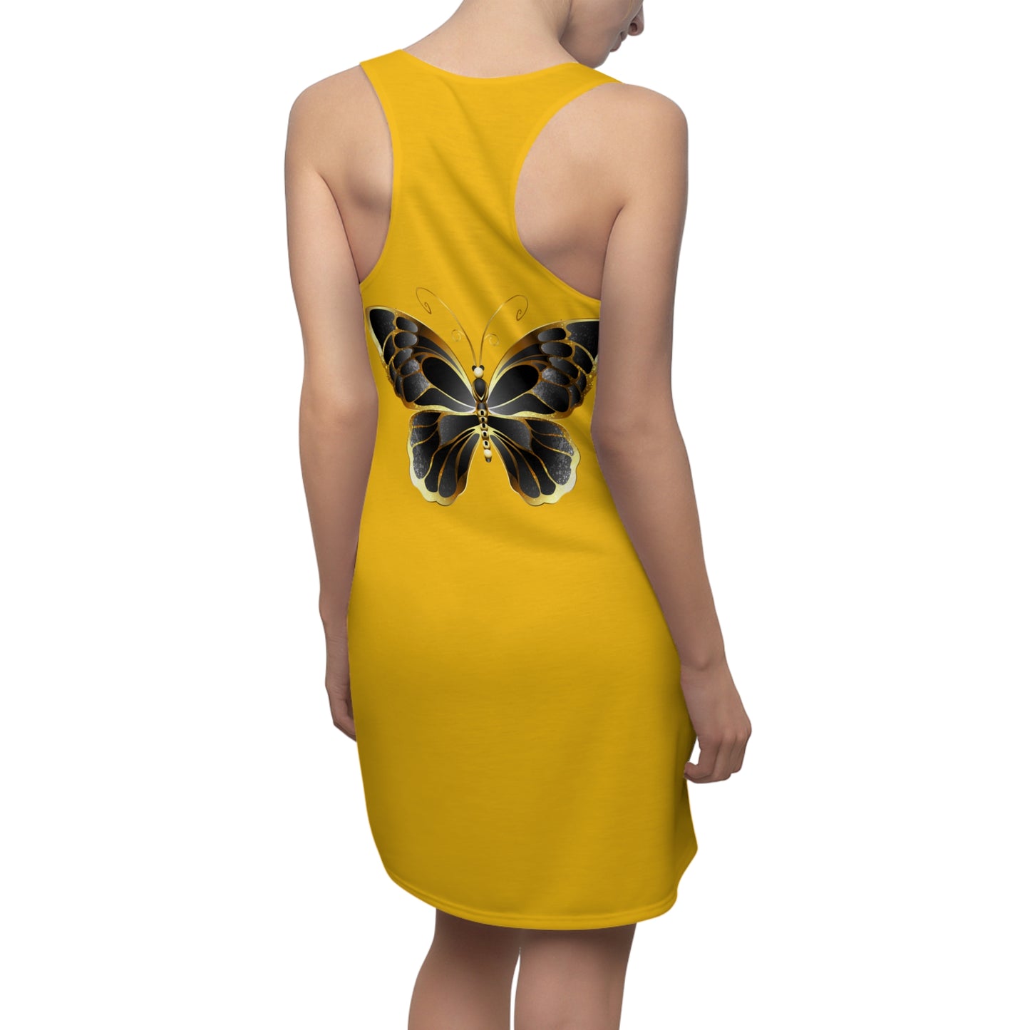 Gelb Schmetterling Racerback Kleid Sommerkleid