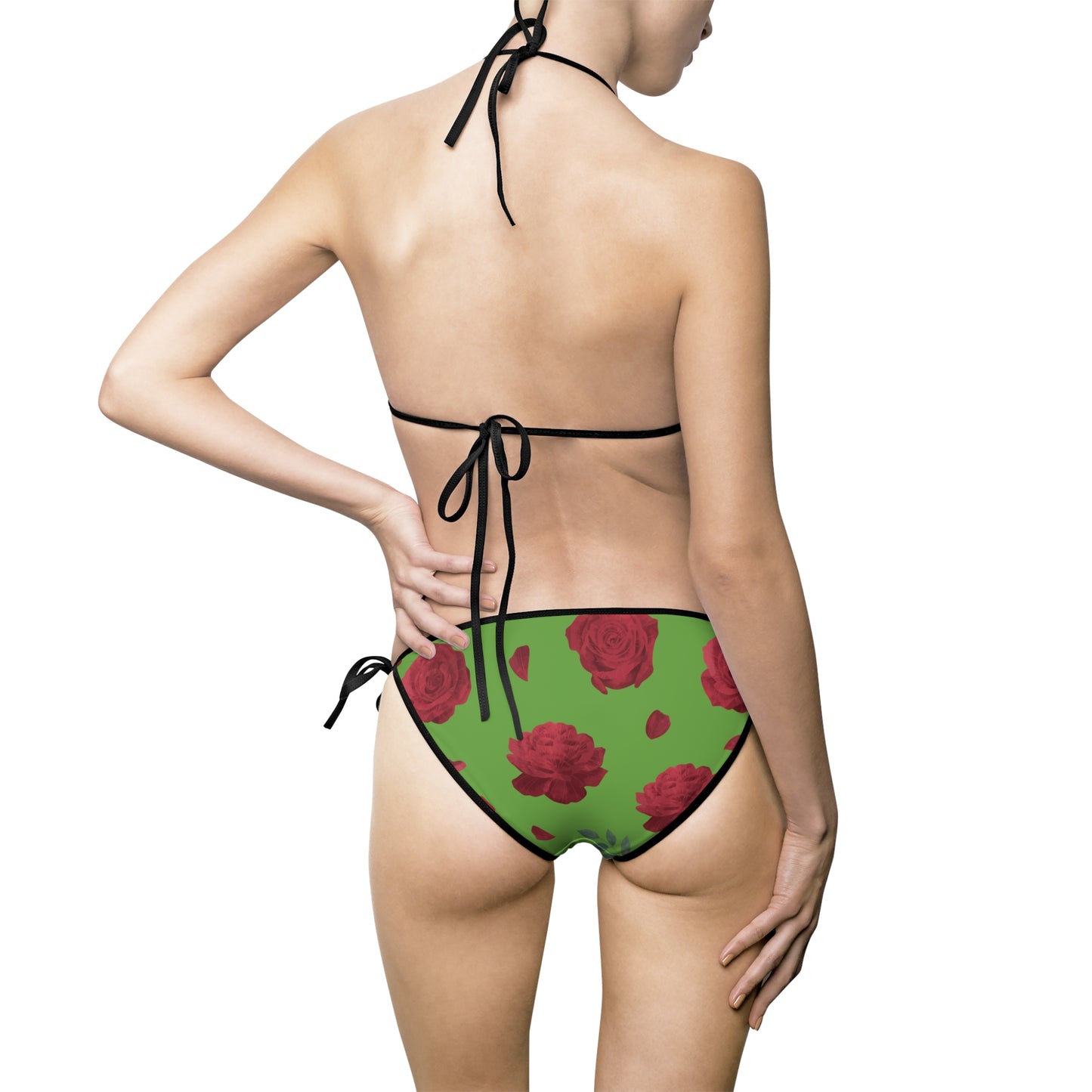 Damen Bikini Floral Print Zweiteiler Push Up Strand Pool schwarz