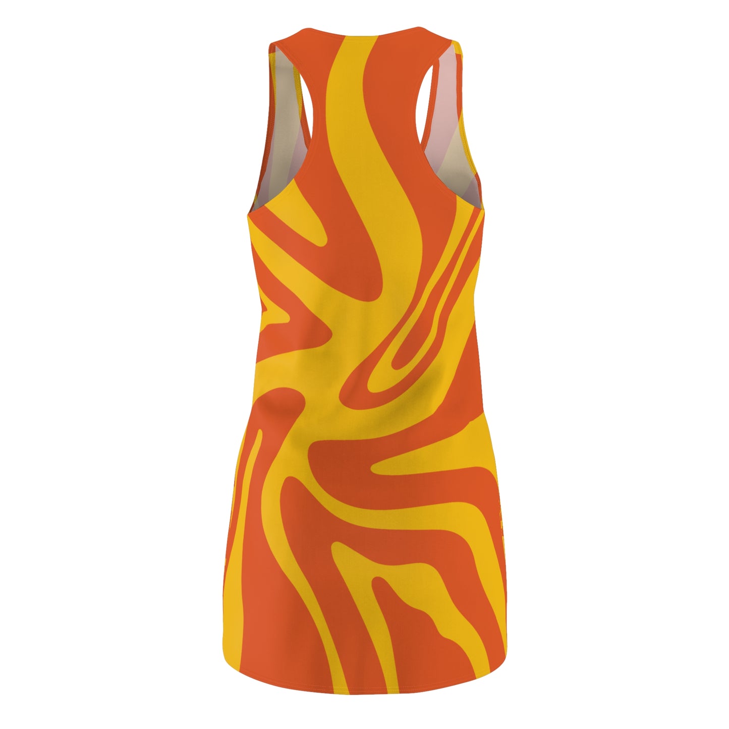 Gelbes Damen Kleid Swirl Muster Racerback Sommer Bohemian Beach