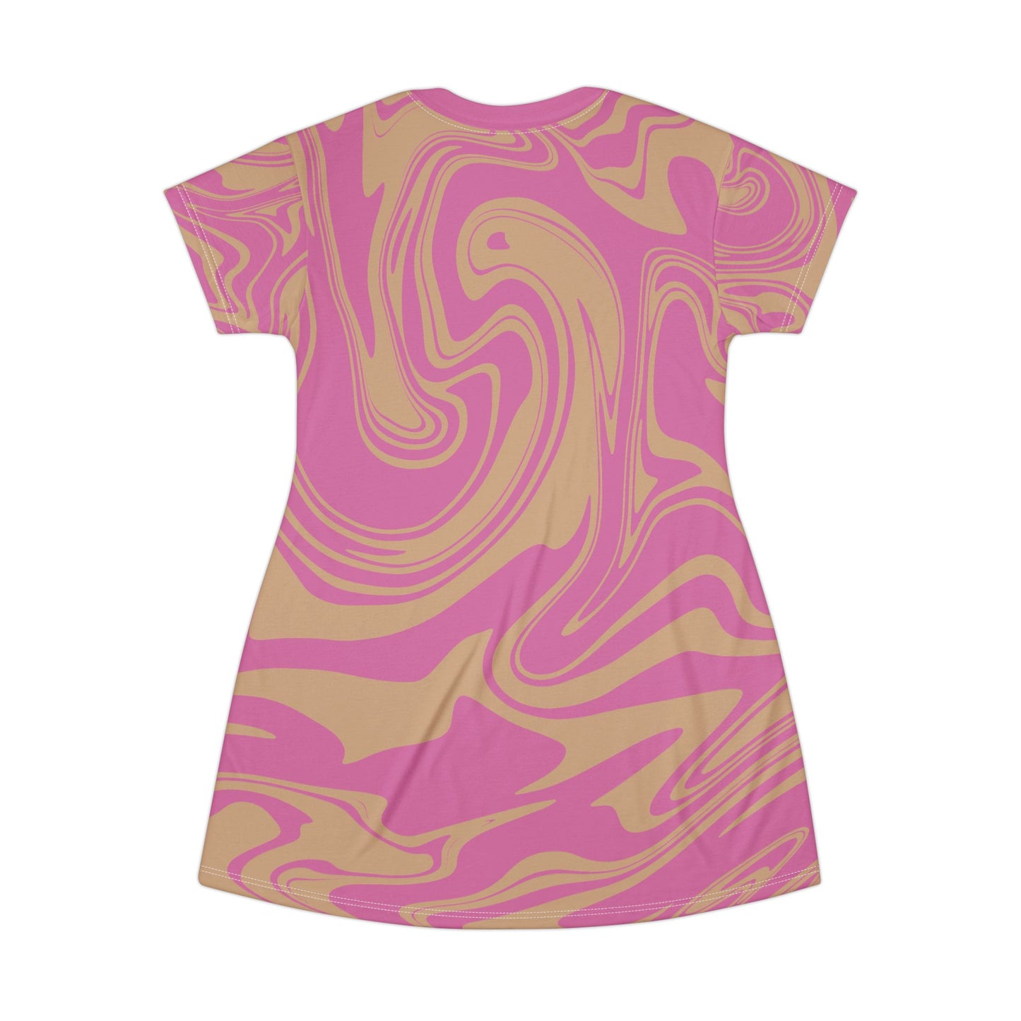 Rosanes Damen Kleid Marmor Print T-Shirt Sommer Casual Elegant
