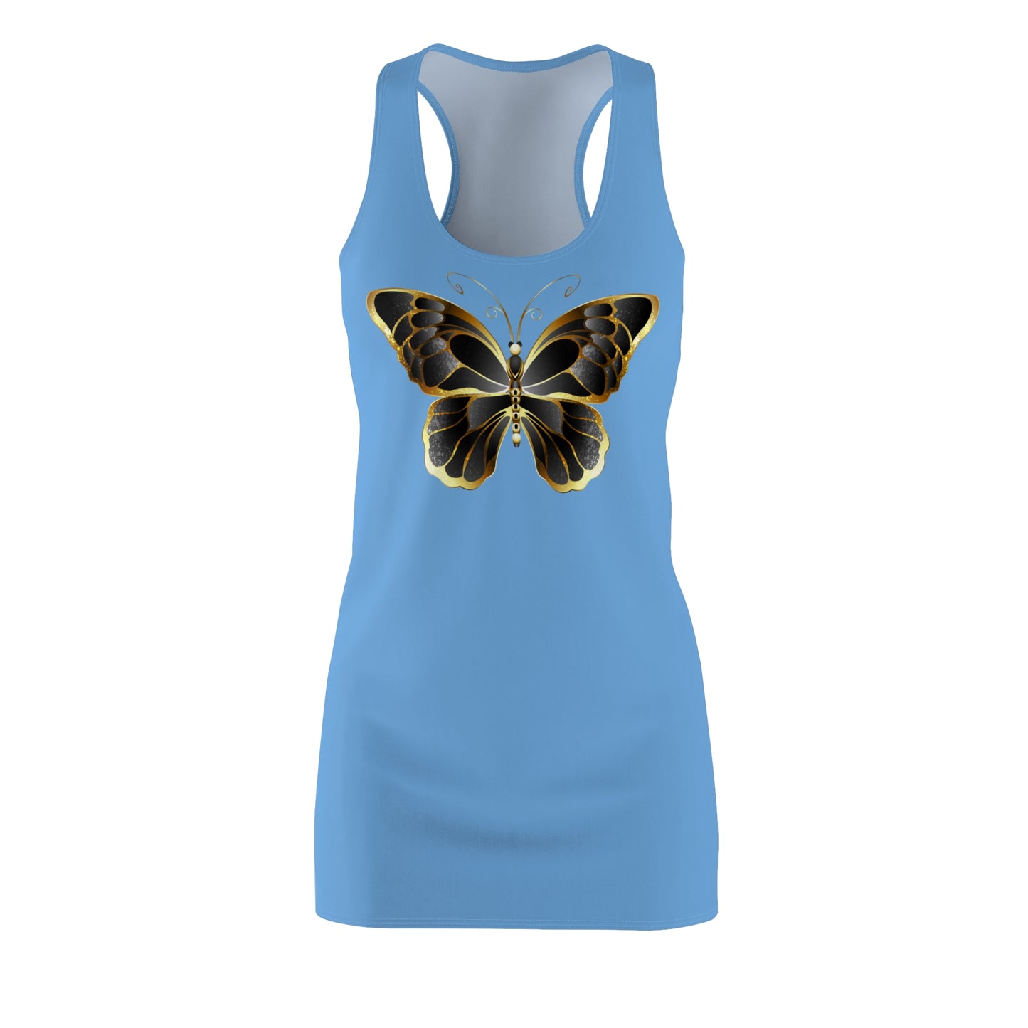 Hellblau Schmetterling Racerback Kleid Sommerkleid