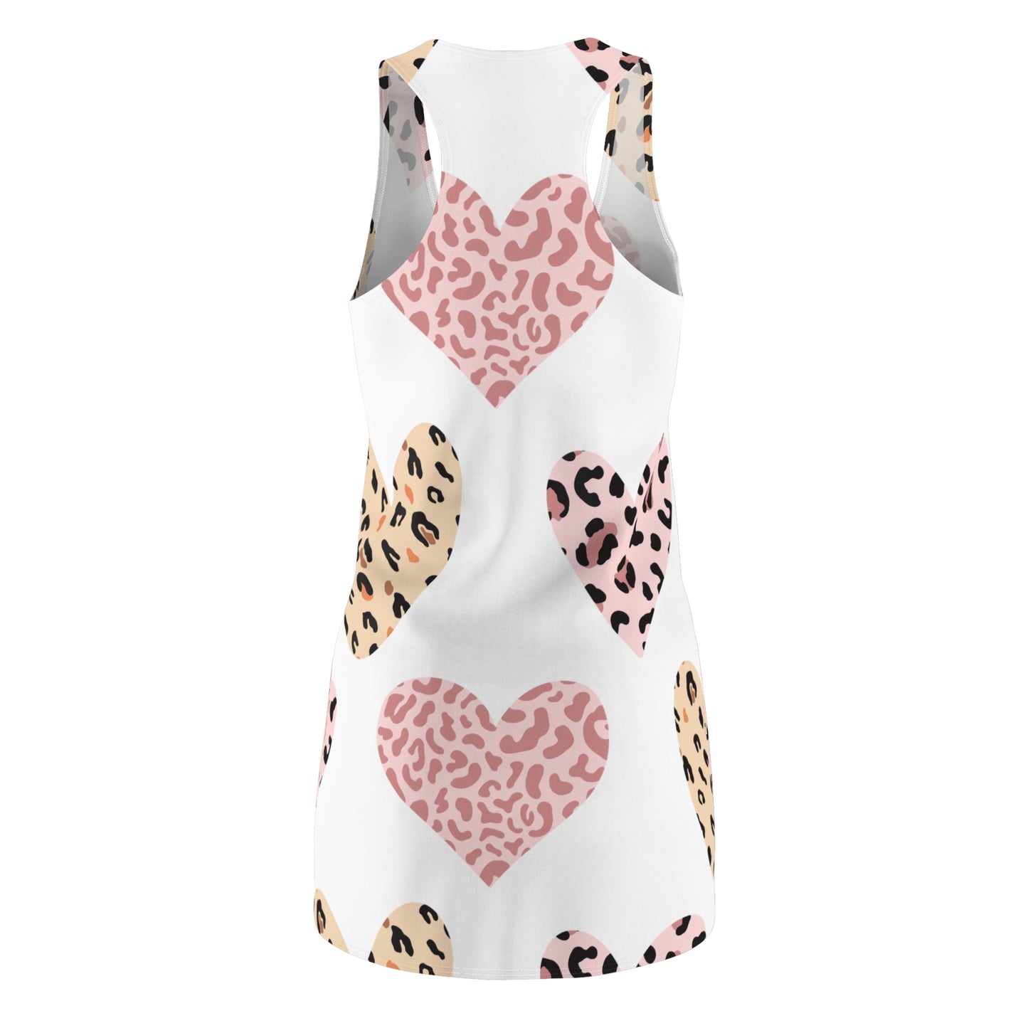 Herz Leopard Racerback Kleid – Weiß Pink Sommerkleid