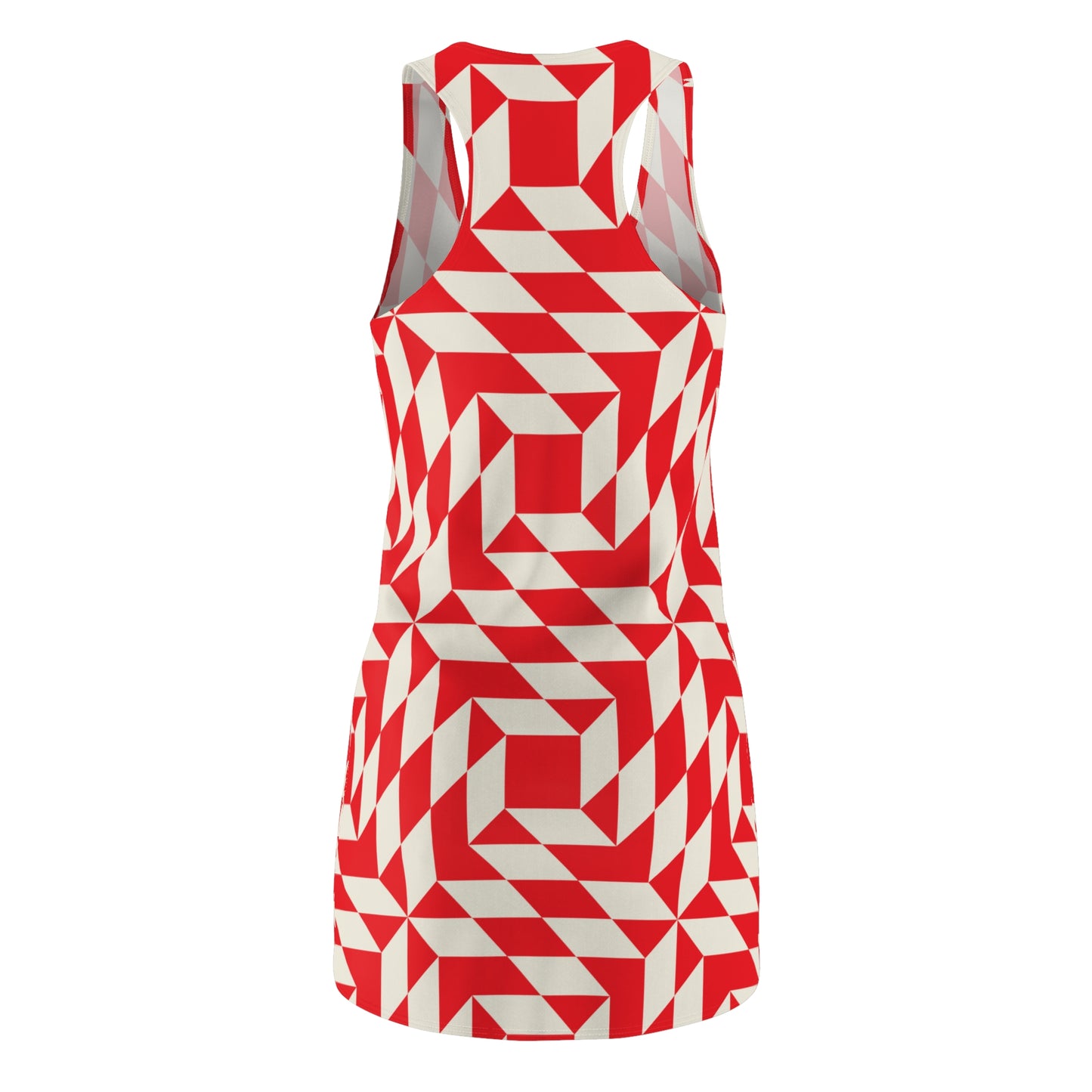 Racerback Kleid Damen – Rotes Sommerkleid mit geometrischem Muster