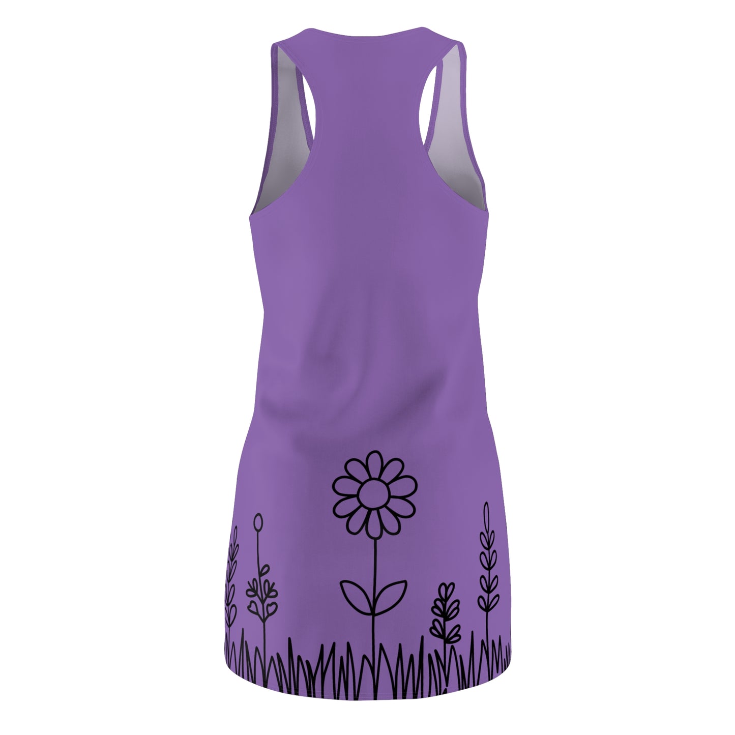 Lila Blumen Racerback Kleid – Bequemes Sommerkleid
