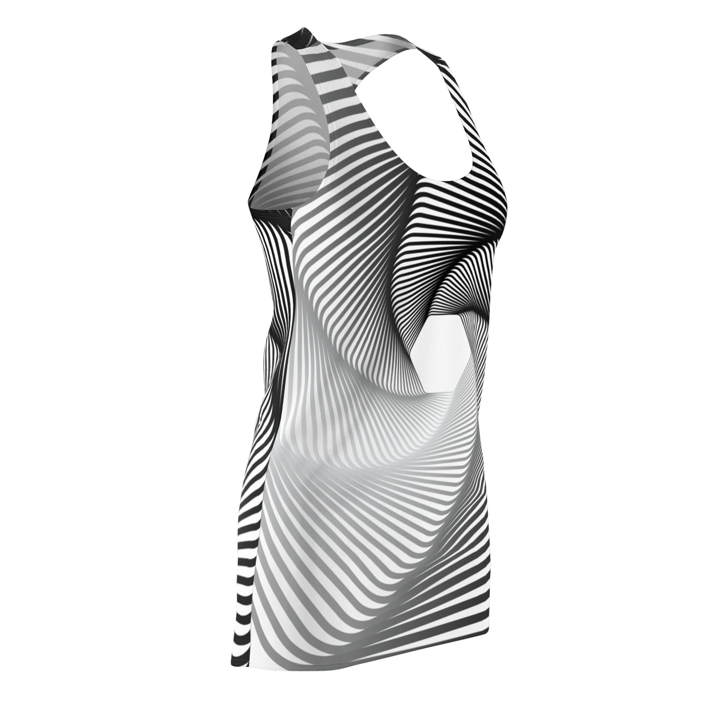 Schwarz Weiß Spirale Racerback Kleid – Stilvolles Sommerkleid