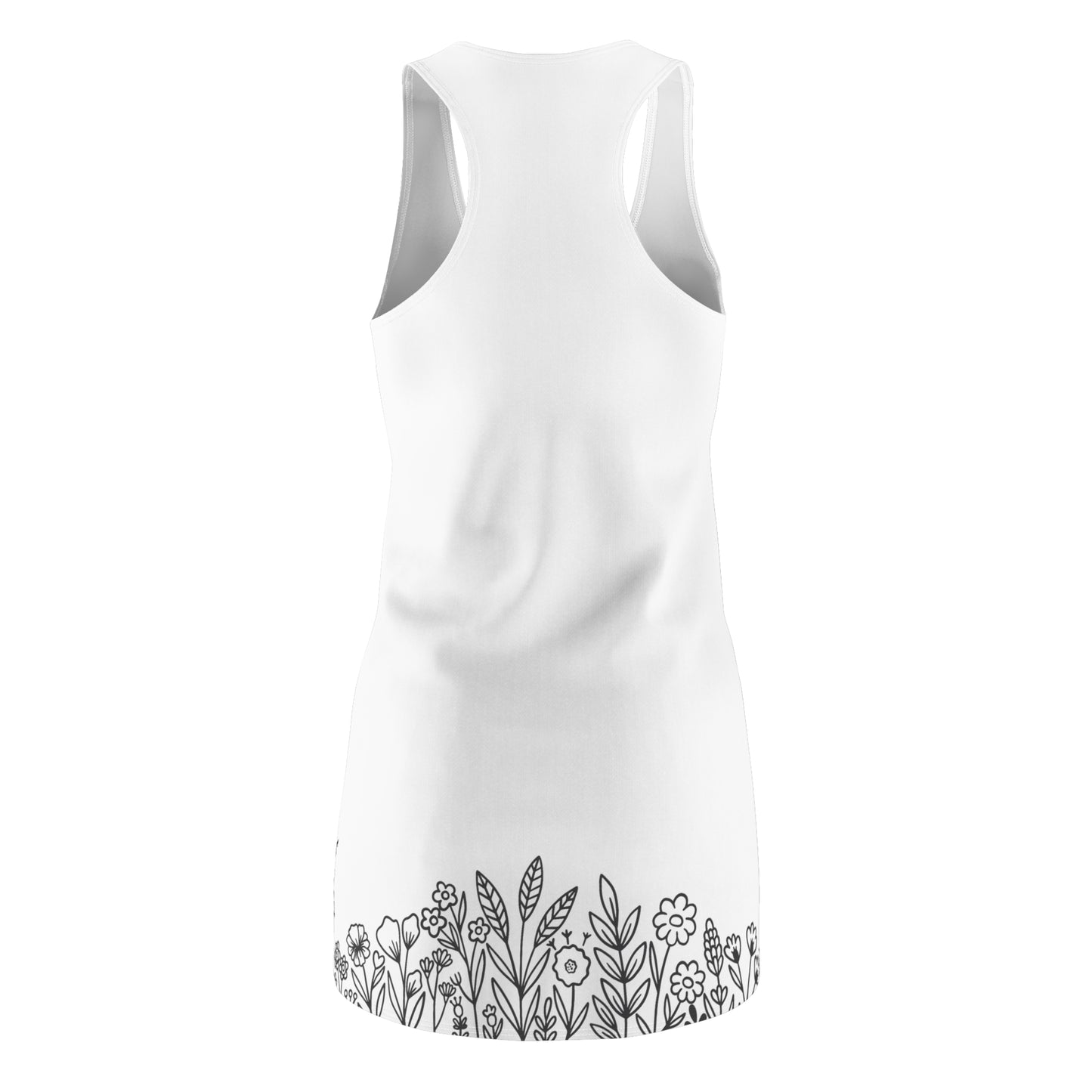 Racerback Kleid Damen Sommer | Ärmelloses Freizeitkleid mit Blumenillustration | Strandkleid & Casual Outfit