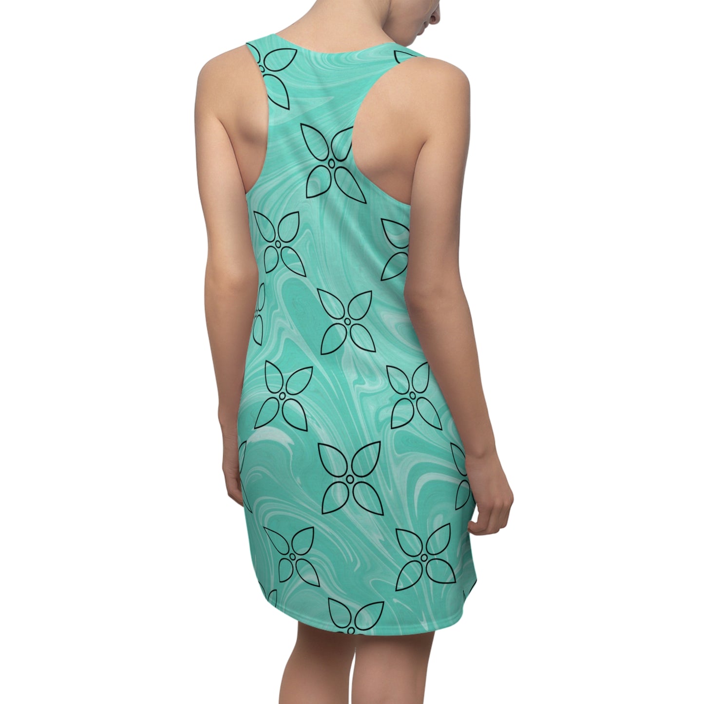 Türkis Blumen Racerback Kleid – Leicht & Stilvoll