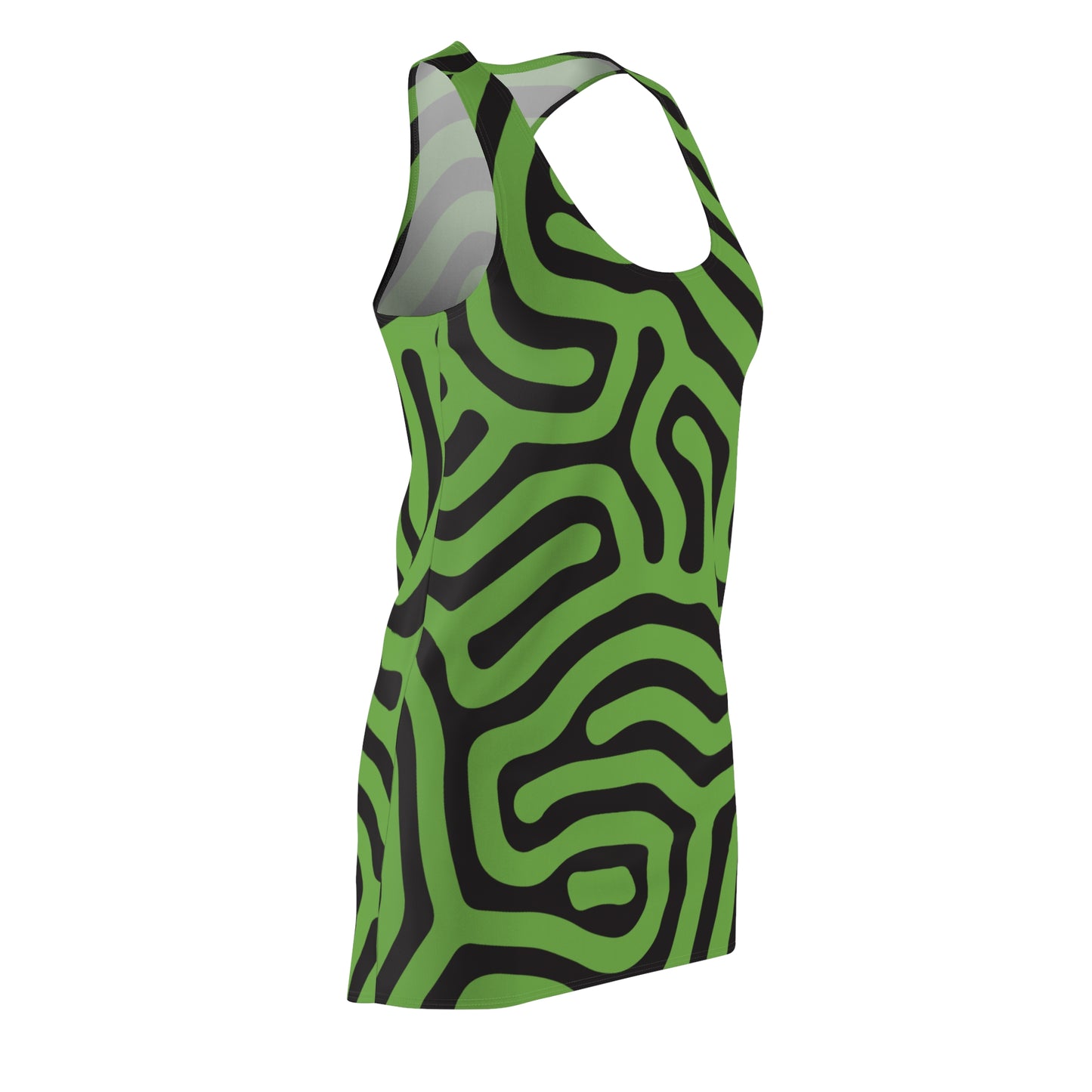 Abstrakt Racerback Kleid – Schwarz Grün Damenmode