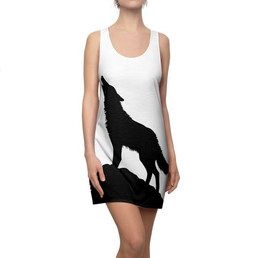 Damen Kleid Wolf Design Racerback Sommer Outdoor Festival