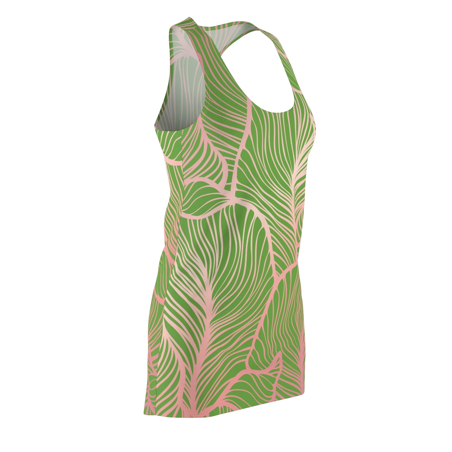 Rosa Grün Floral Racerback Kleid – Elegantes Sommerkleid