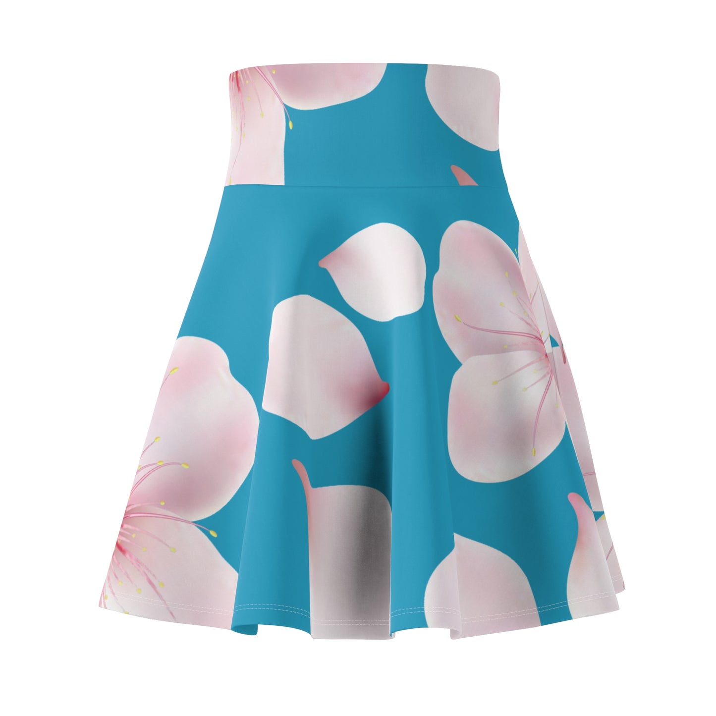 Türkiser Damen Rock Blütenmuster Skater Elegant Sommer Casual