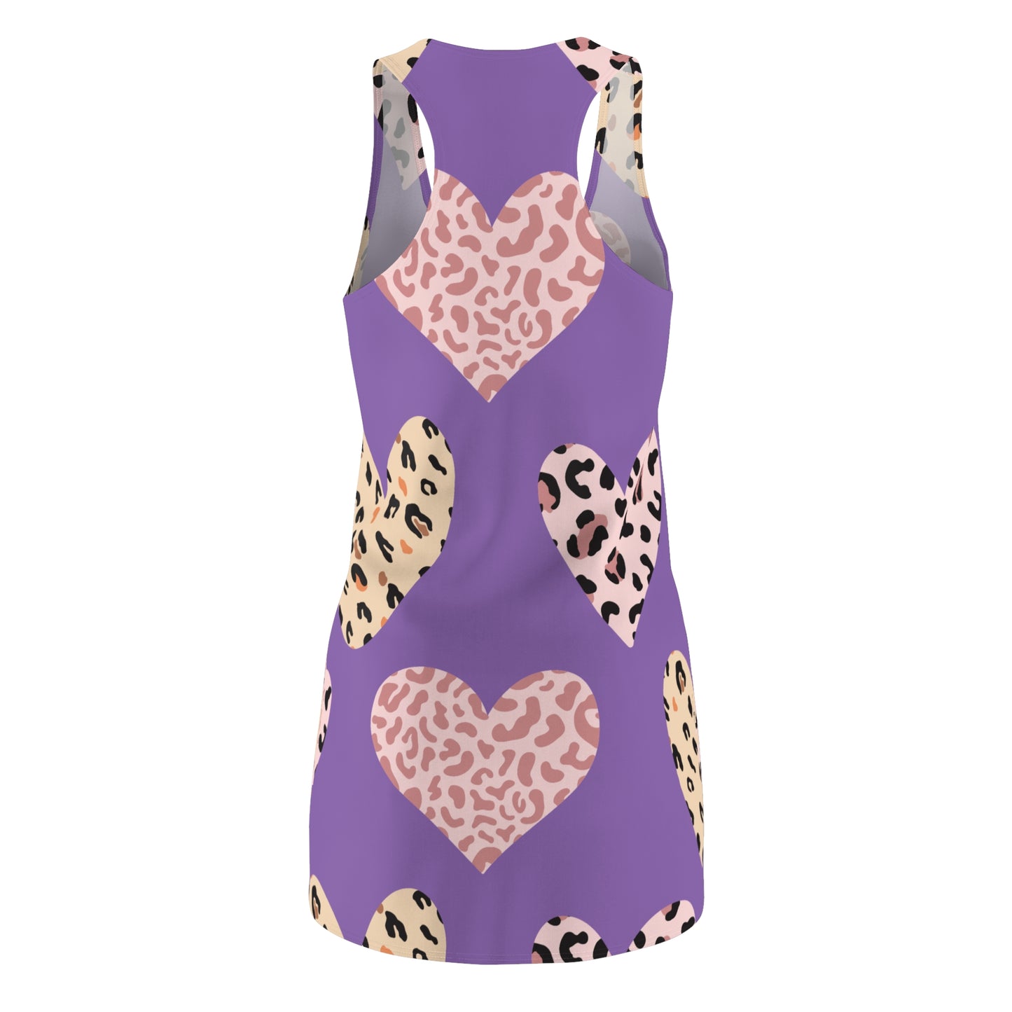 Hell Lila Herz Leopard Racerback Kleid – Weiß Pink Sommerkleid
