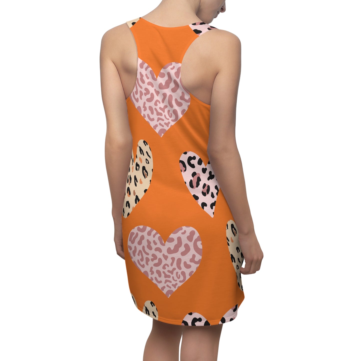 Crusta Herz Leopard Racerback Kleid – Weiß Pink Sommerkleid